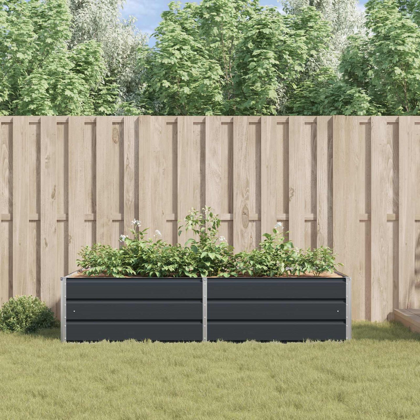 Plantenbak Antraciet 195 x 100 x 45 cm Gegalvaniseerd staal is nu te koop bij PeponiXL, paradijselijk wonen!