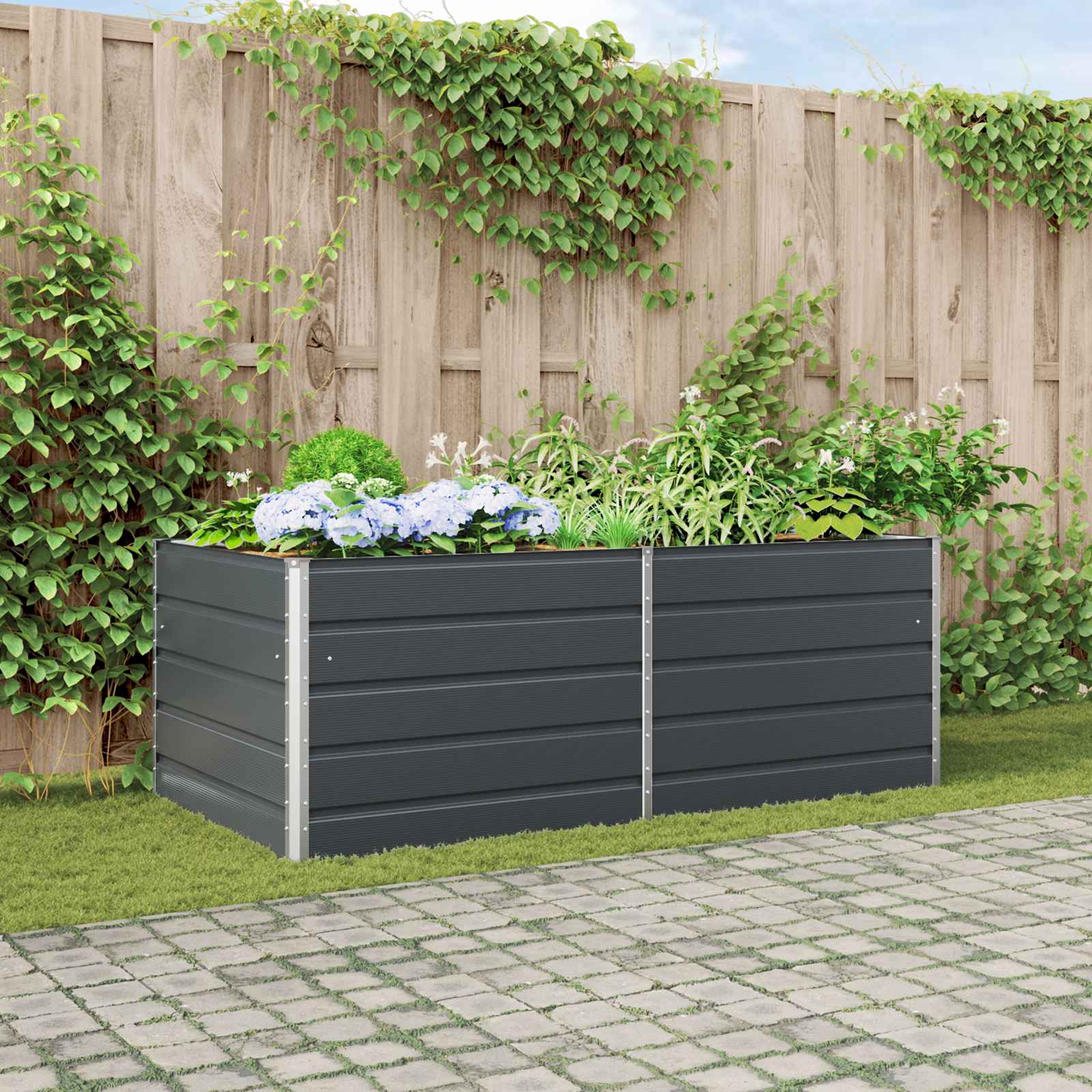 Plantenbak Antraciet 195 x 100 x 75 cm Gegalvaniseerd staal is nu te koop bij PeponiXL, paradijselijk wonen!
