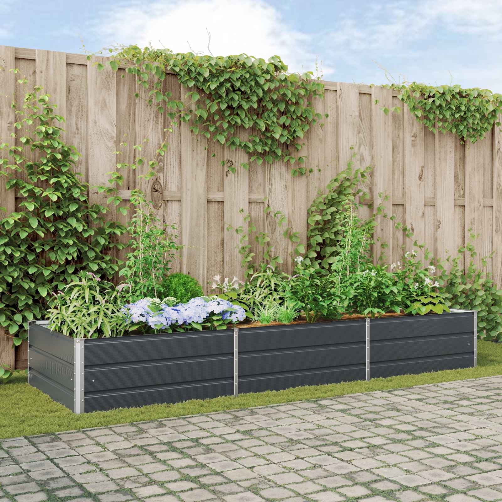 Plantenbak Antraciet 290 x 100 x 45 cm Gegalvaniseerd staal is nu te koop bij PeponiXL, paradijselijk wonen!