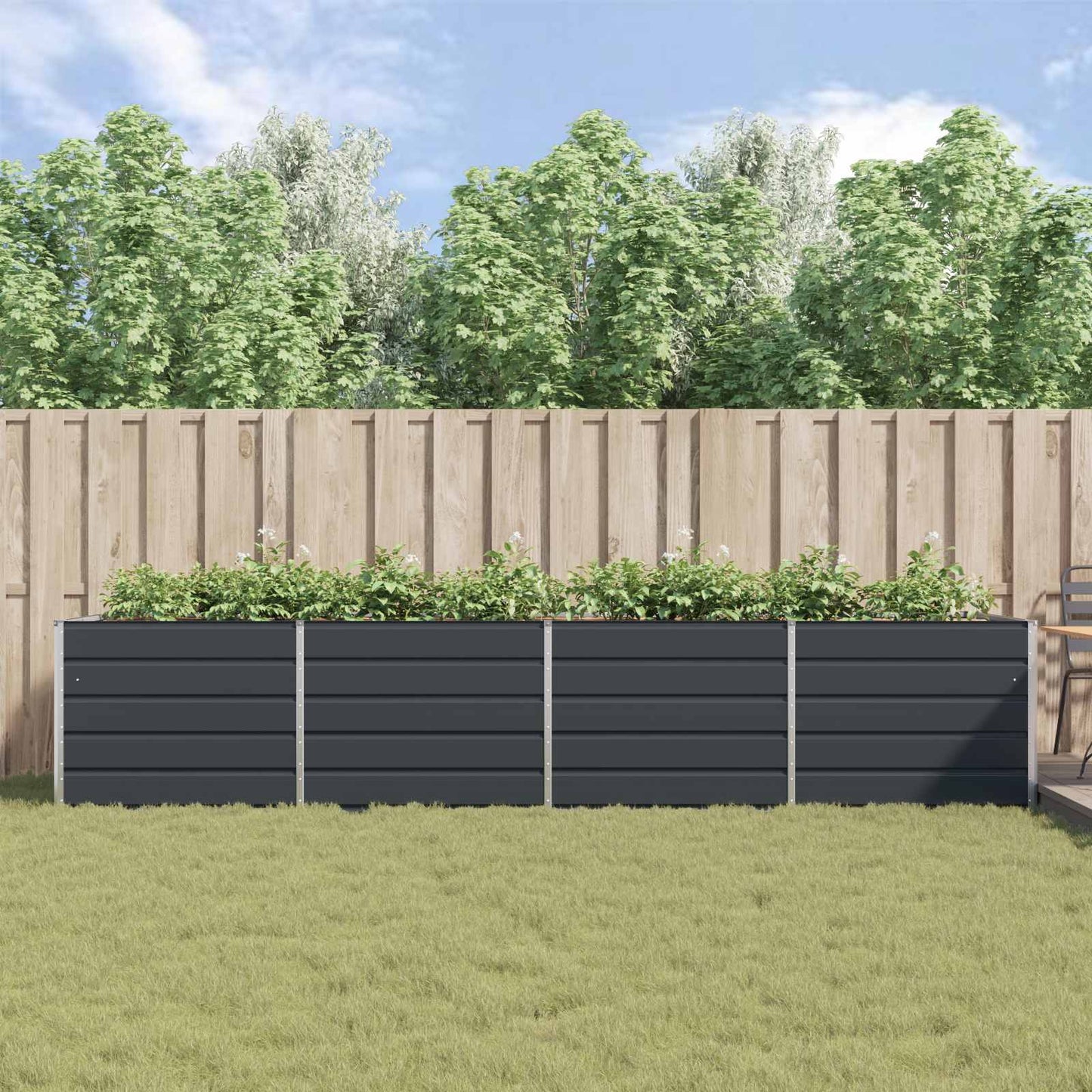 Plantenbak Antraciet 385 x 100 x 75 cm Gegalvaniseerd staal is nu te koop bij PeponiXL, paradijselijk wonen!