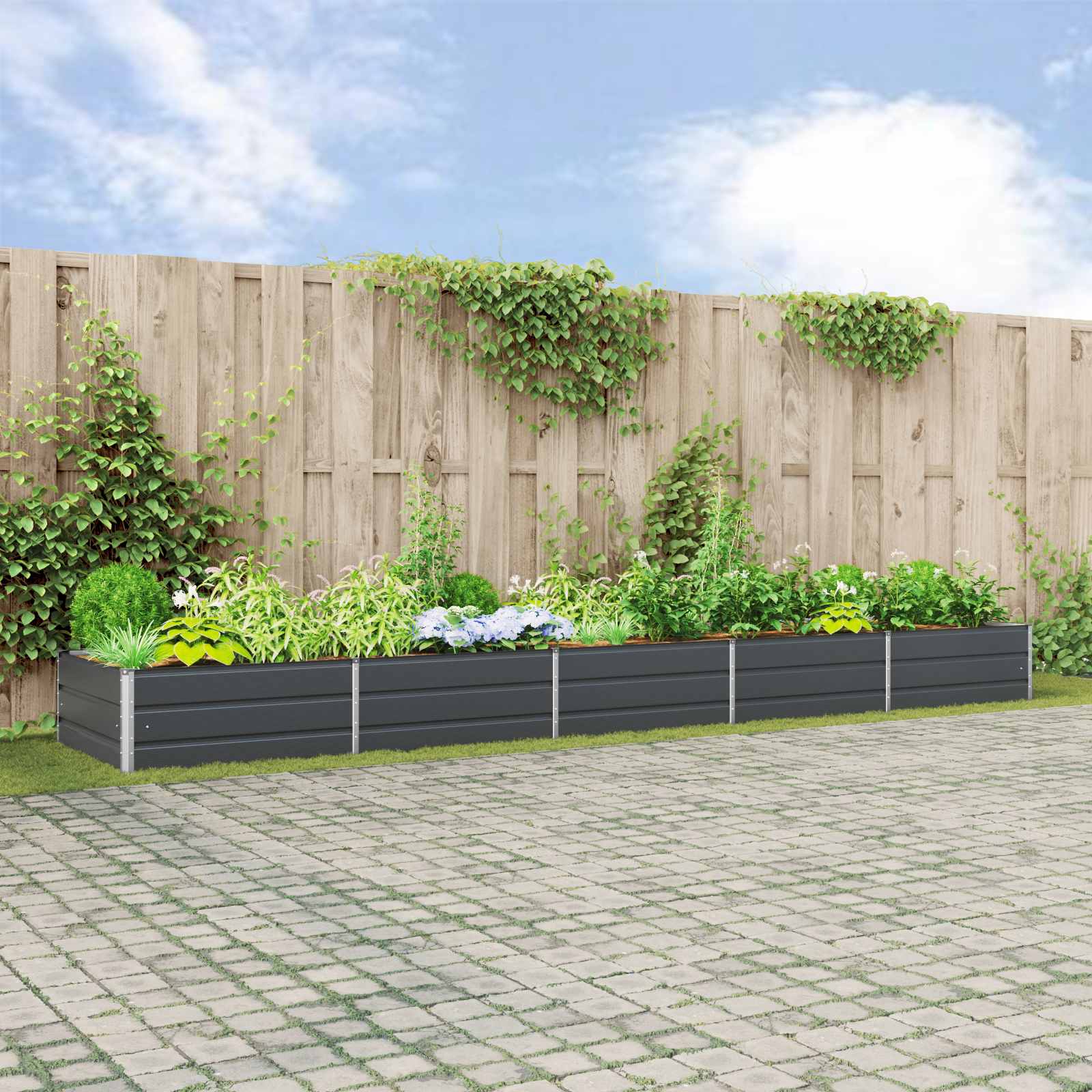 Plantenbak Antraciet 480 x 100 x 45 cm Gegalvaniseerd staal is nu te koop bij PeponiXL, paradijselijk wonen!