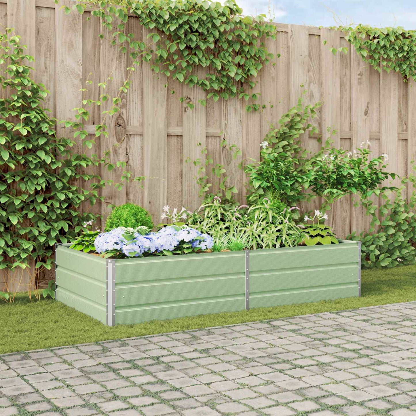 Plantenbak Pastelgroen 195 x 100 x 45 cm Gegalvaniseerd staal is nu te koop bij PeponiXL, paradijselijk wonen!