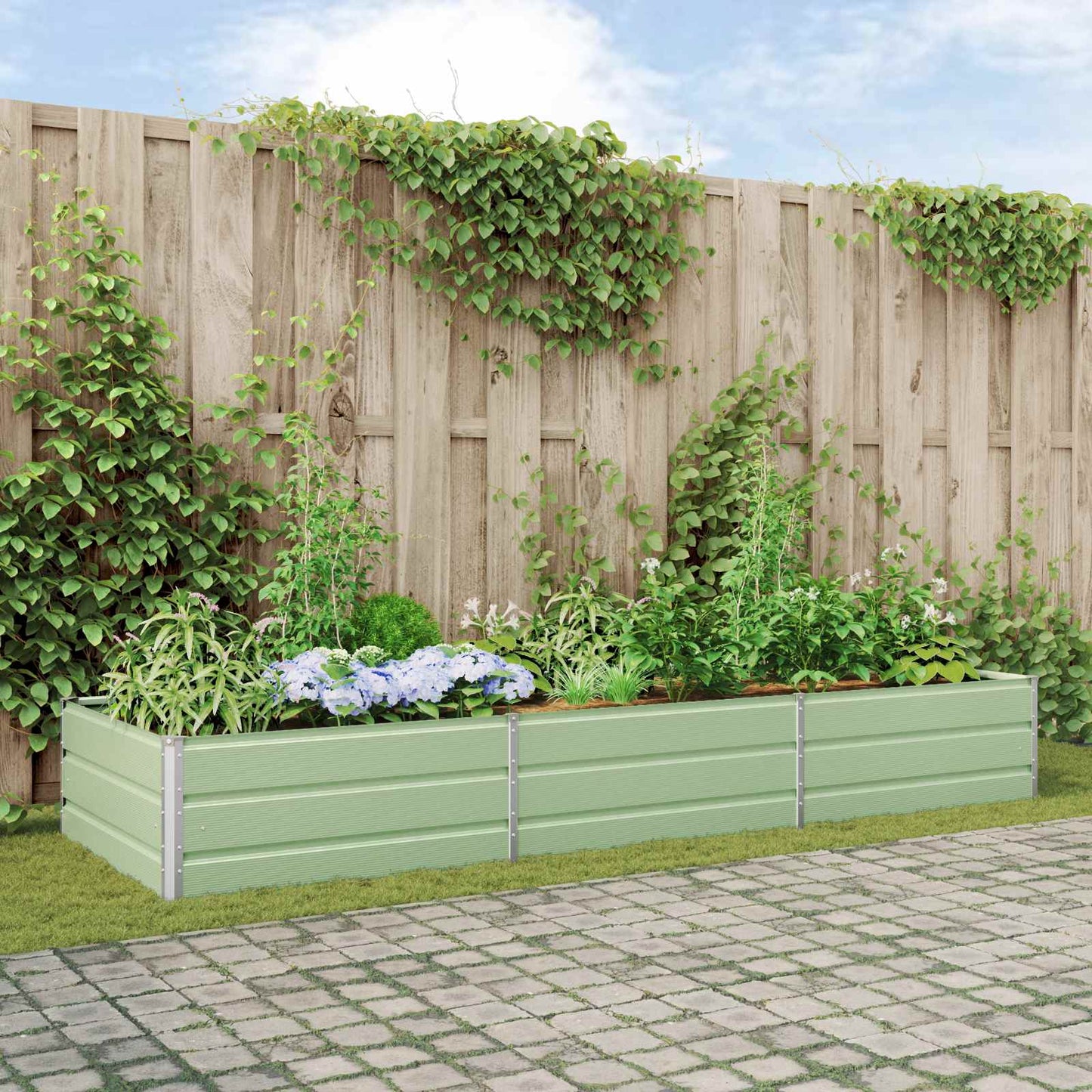 Plantenbak Pastelgroen 290 x 100 x 45 cm Gegalvaniseerd staal is nu te koop bij PeponiXL, paradijselijk wonen!