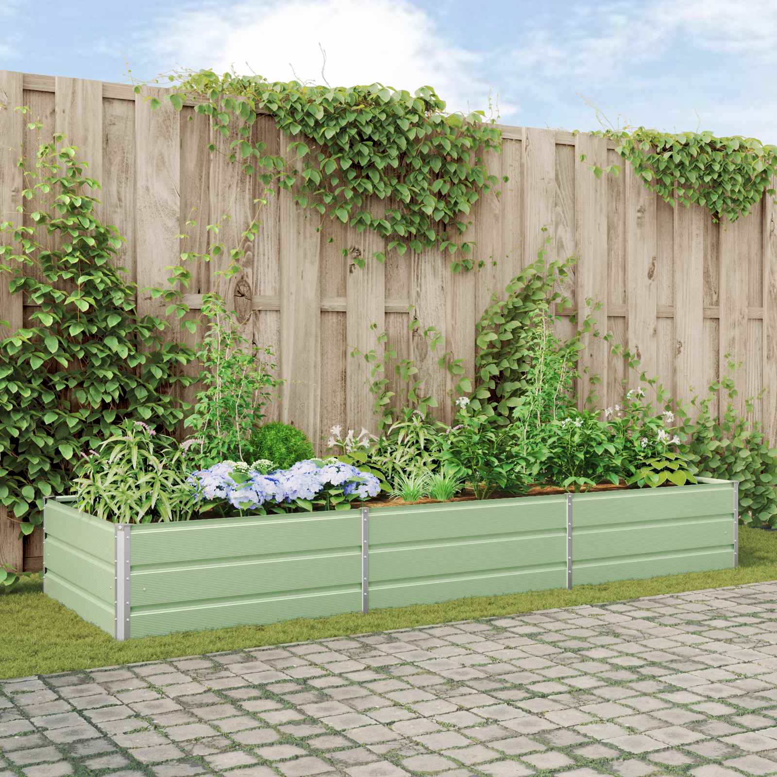 Plantenbak Pastelgroen 290 x 100 x 45 cm Gegalvaniseerd staal is nu te koop bij PeponiXL, paradijselijk wonen!