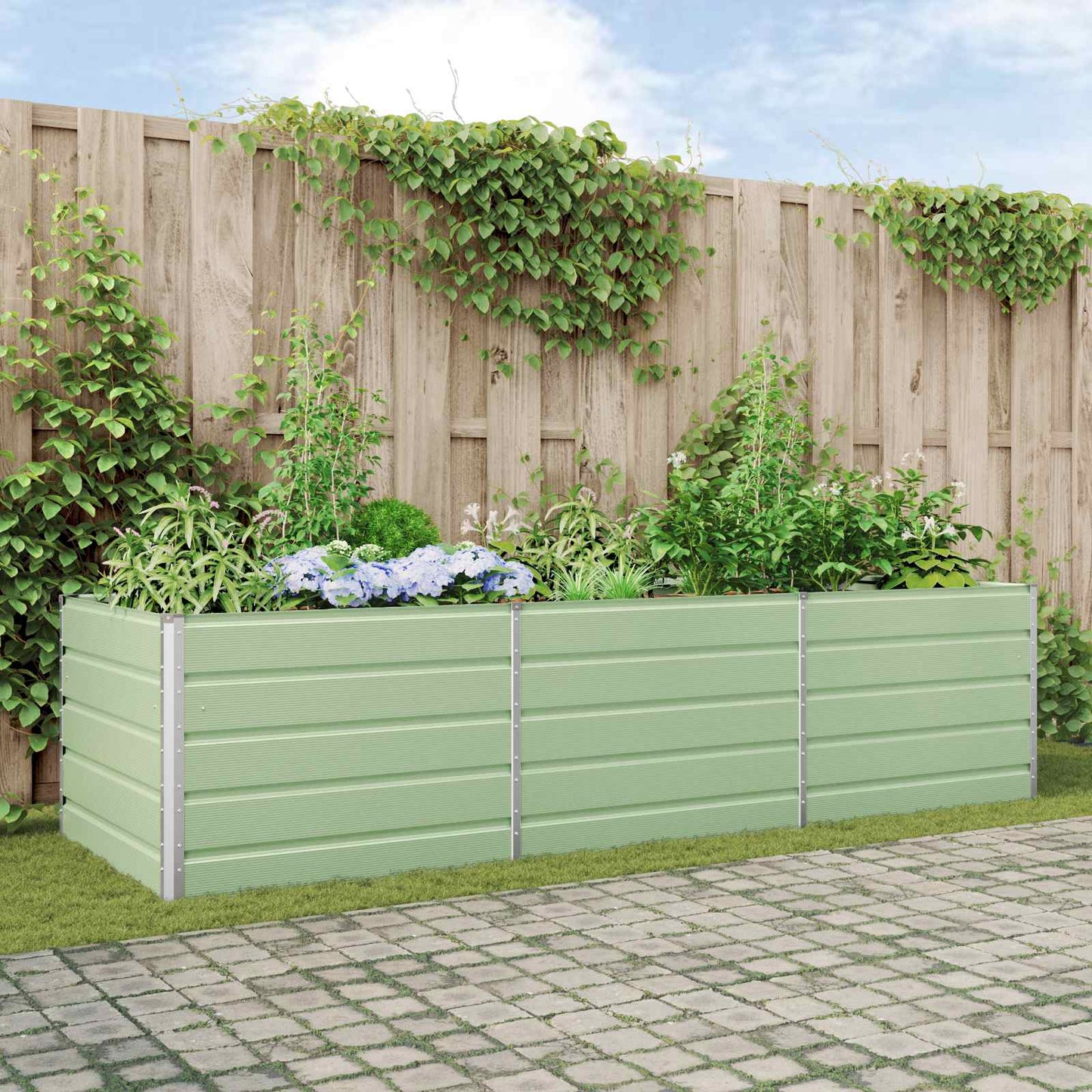 Plantenbak Pastelgroen 290 x 100 x 75 cm Gegalvaniseerd staal is nu te koop bij PeponiXL, paradijselijk wonen!