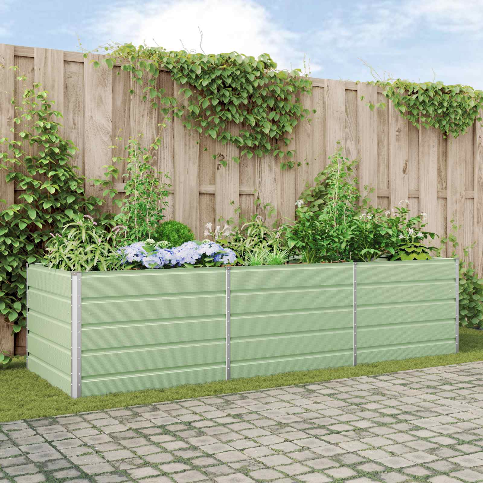 Plantenbak Pastelgroen 290 x 100 x 75 cm Gegalvaniseerd staal is nu te koop bij PeponiXL, paradijselijk wonen!