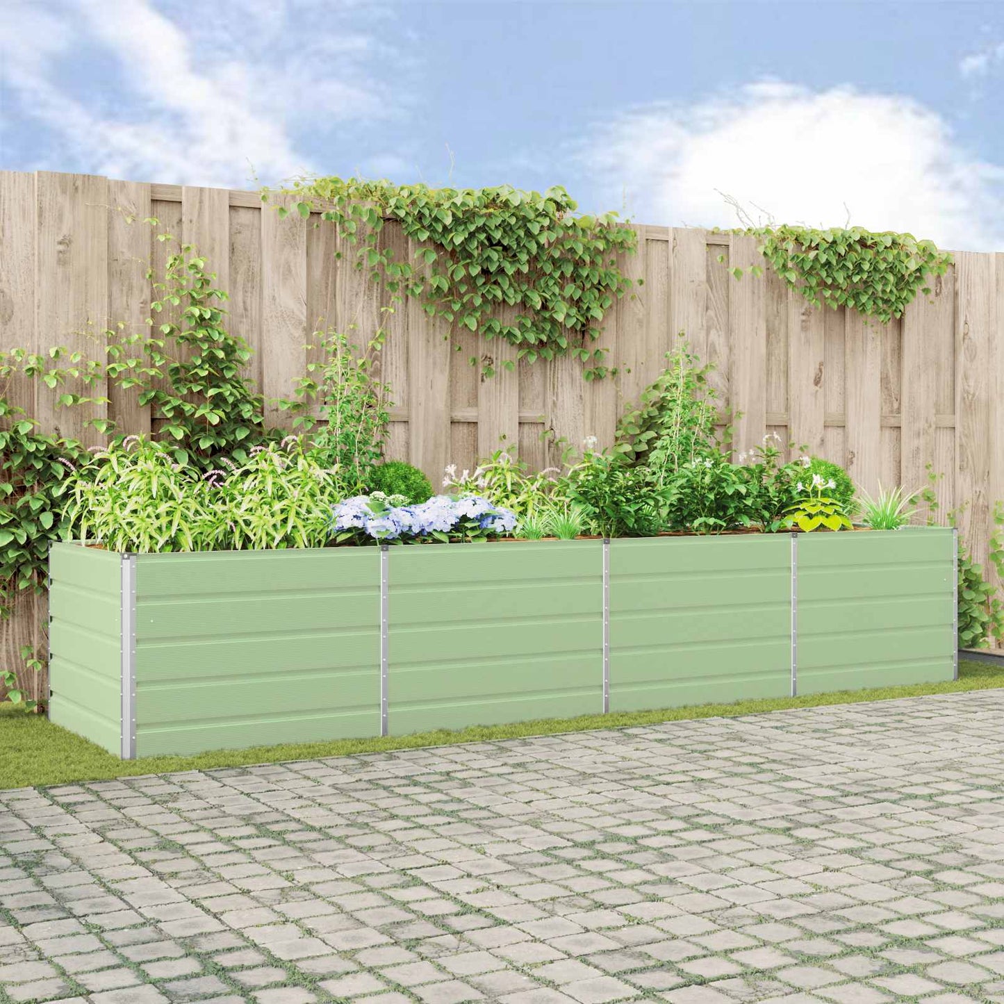 Plantenbak Pastelgroen 385 x 100 x 75 cm Gegalvaniseerd staal is nu te koop bij PeponiXL, paradijselijk wonen!