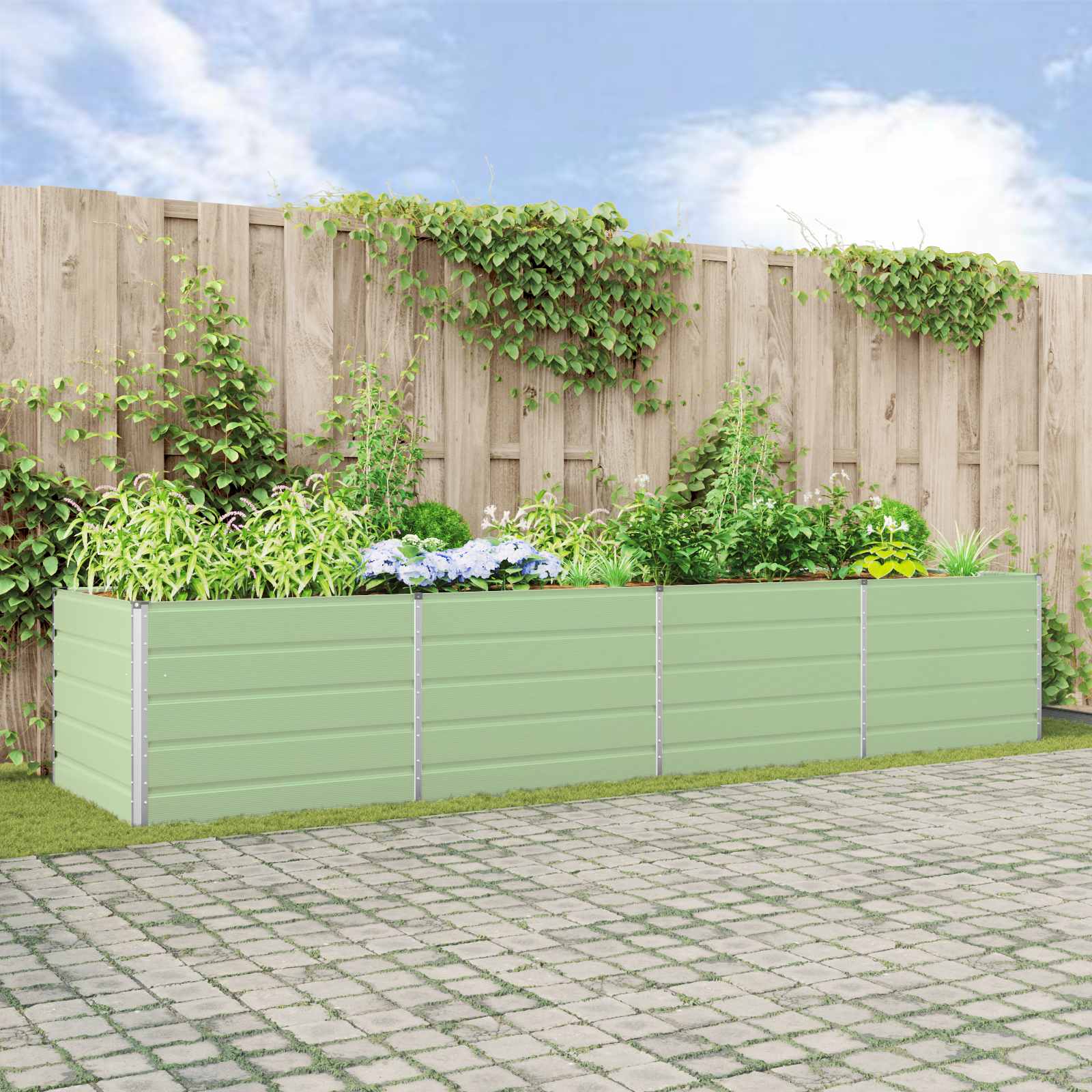 Plantenbak Pastelgroen 385 x 100 x 75 cm Gegalvaniseerd staal is nu te koop bij PeponiXL, paradijselijk wonen!