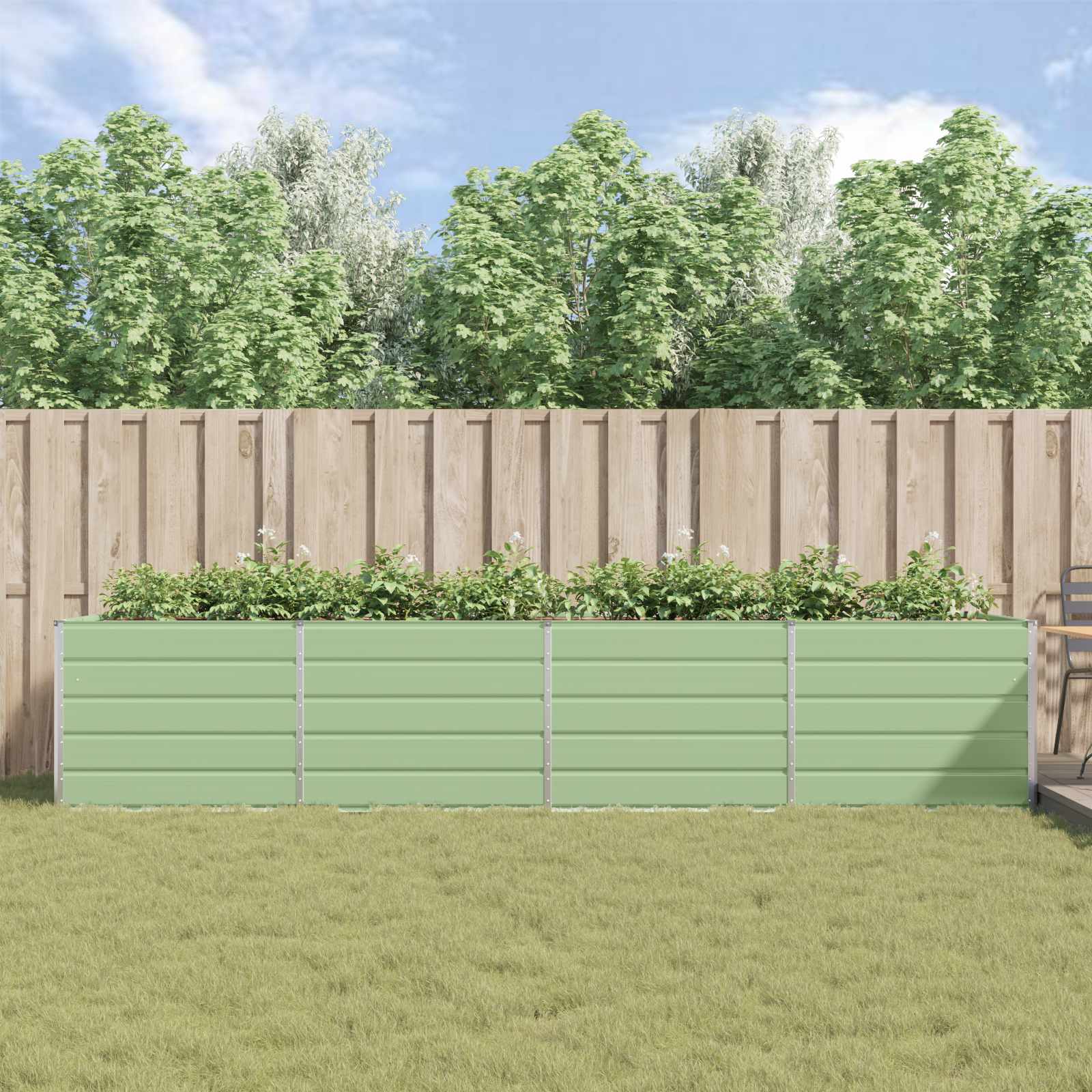 Plantenbak Pastelgroen 385 x 100 x 75 cm Gegalvaniseerd staal is nu te koop bij PeponiXL, paradijselijk wonen!