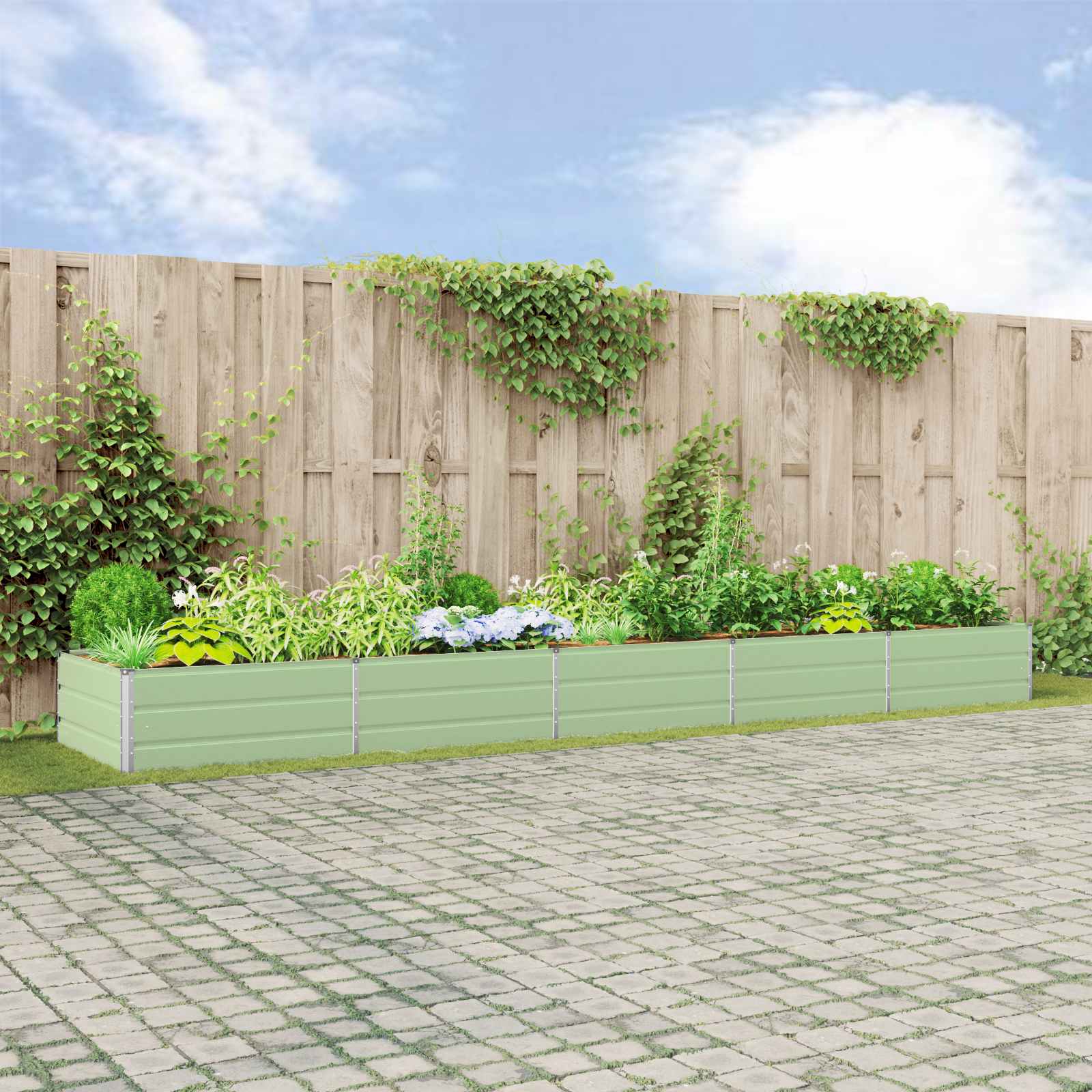 Plantenbak Pastelgroen 195 x 100 x 45 cm Gegalvaniseerd staal is nu te koop bij PeponiXL, paradijselijk wonen!