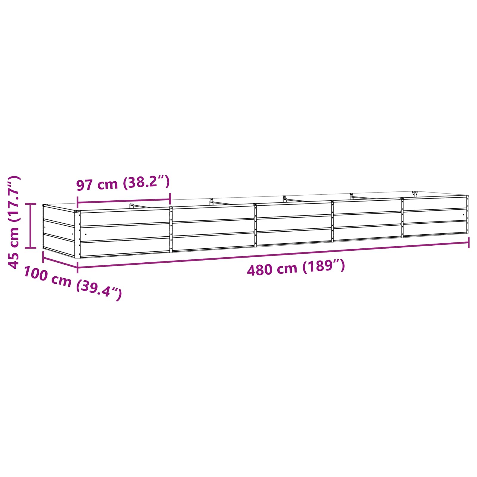 Plantenbak Pastelgroen 195 x 100 x 45 cm Gegalvaniseerd staal is nu te koop bij PeponiXL, paradijselijk wonen!