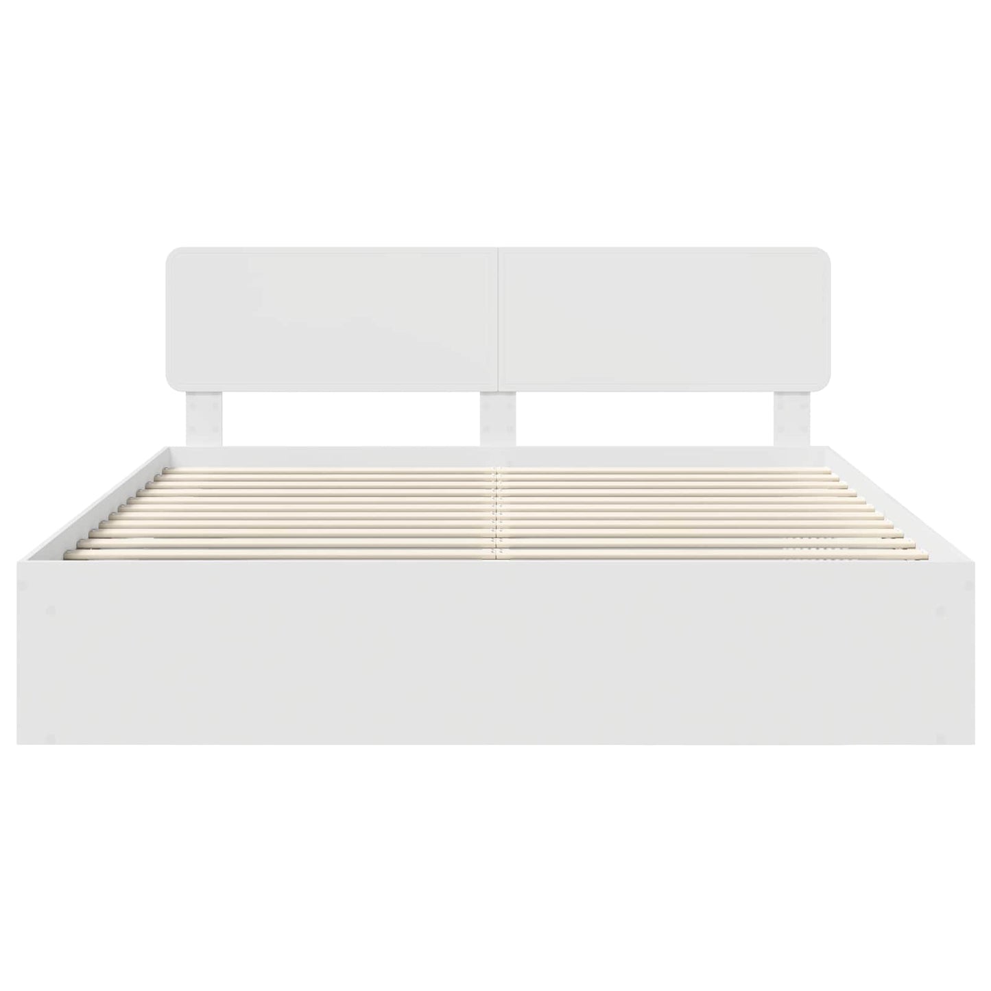Bedframe met hoofdeinde Wit 200 x 200 cm Massief grenenhout is nu te koop bij PeponiXL, paradijselijk wonen!