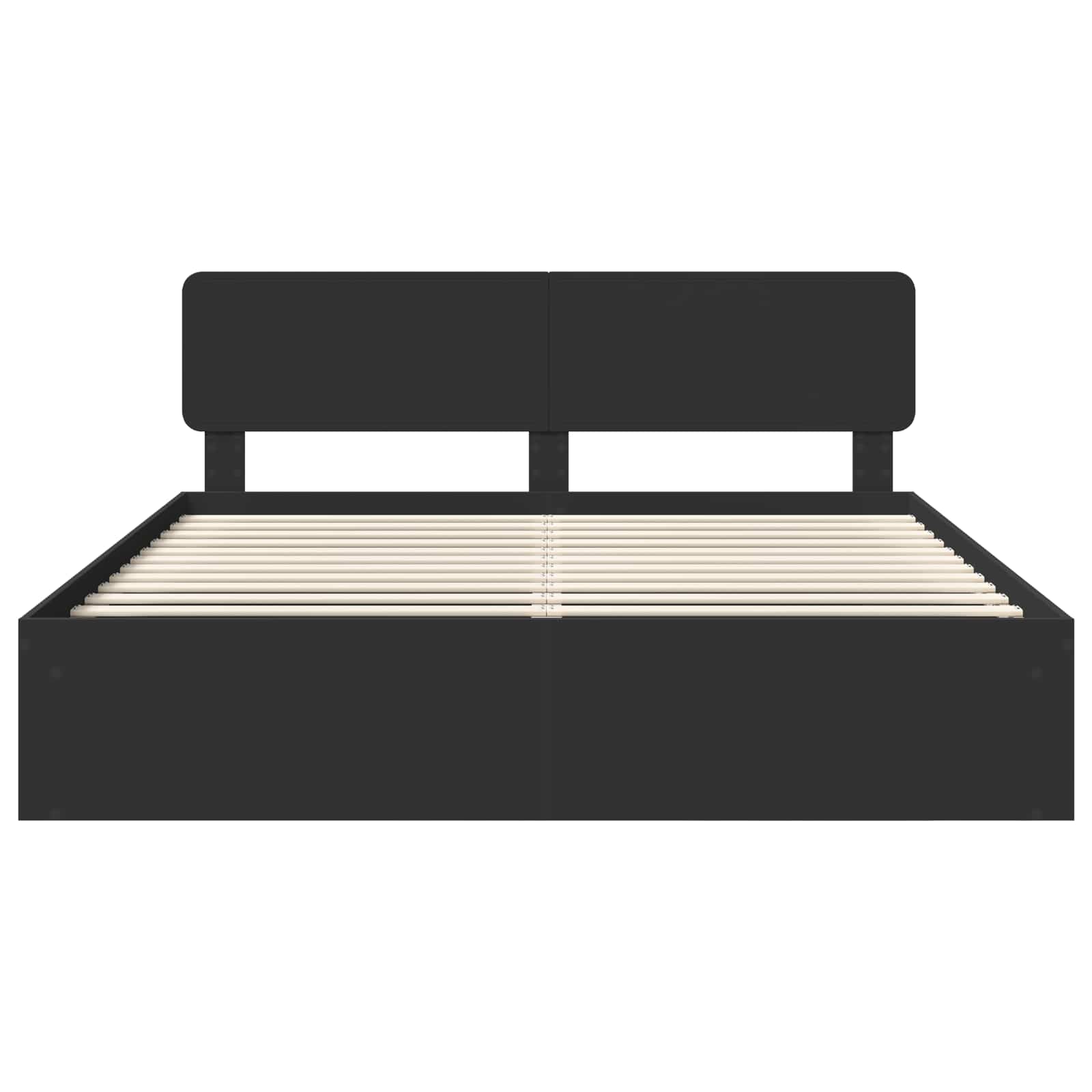 Bedframe met hoofdeinde Zwart 200 x 200 cm Massief grenenhout is nu te koop bij PeponiXL, paradijselijk wonen!