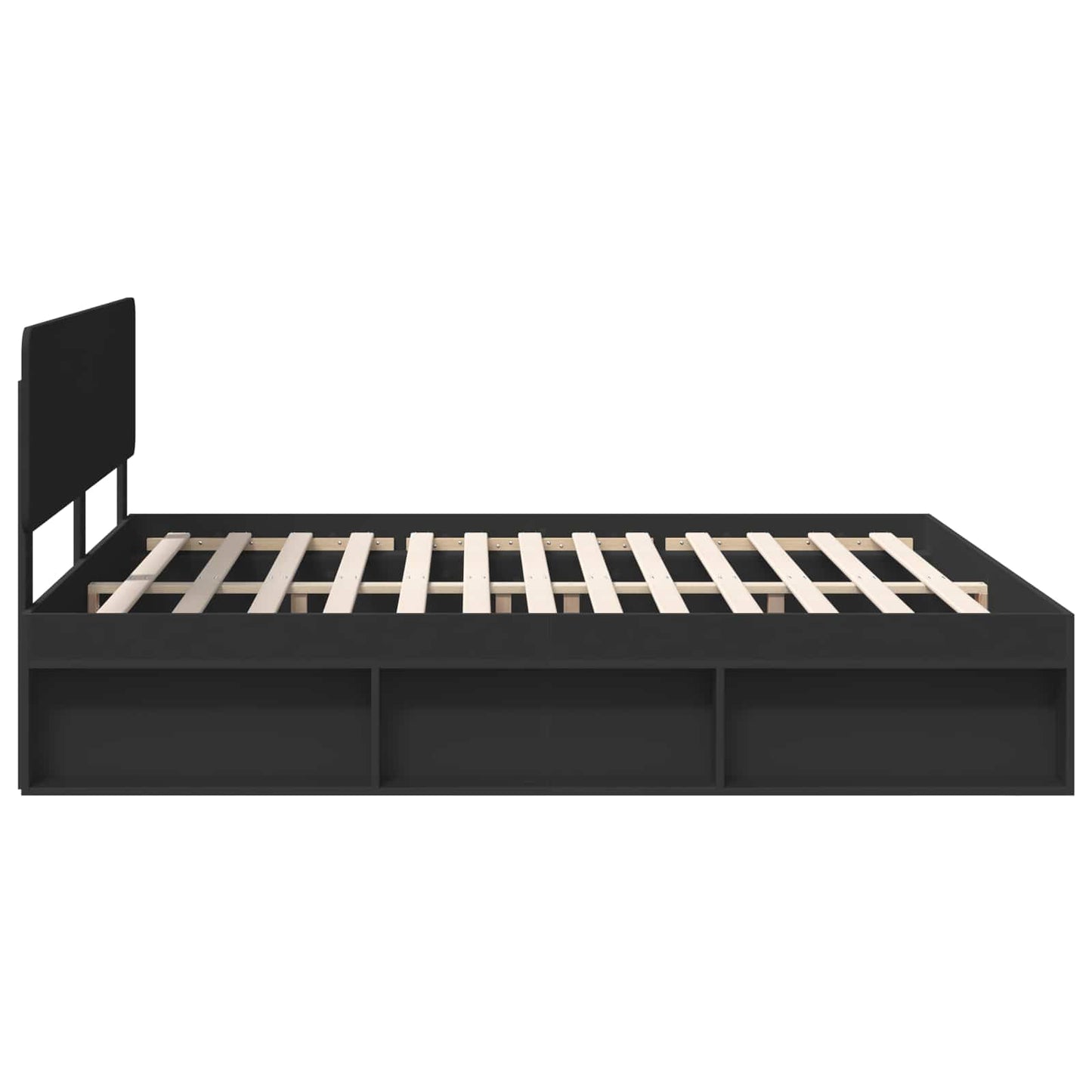 Bedframe met hoofdeinde Zwart 200 x 200 cm Massief grenenhout is nu te koop bij PeponiXL, paradijselijk wonen!