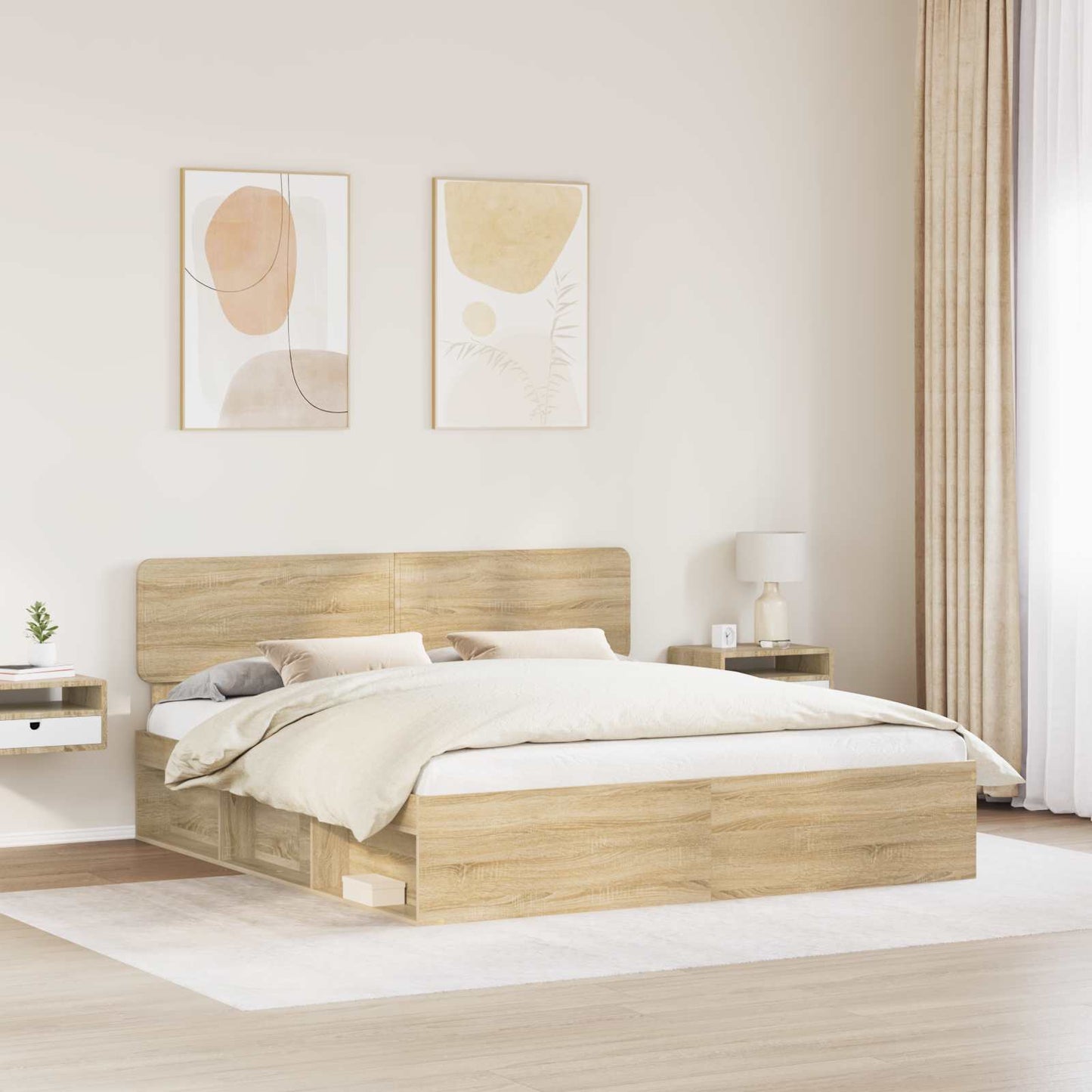 Bedframe met hoofdeinde Sonoma 200 x 200 cm Massief grenenhout is nu te koop bij PeponiXL, paradijselijk wonen!