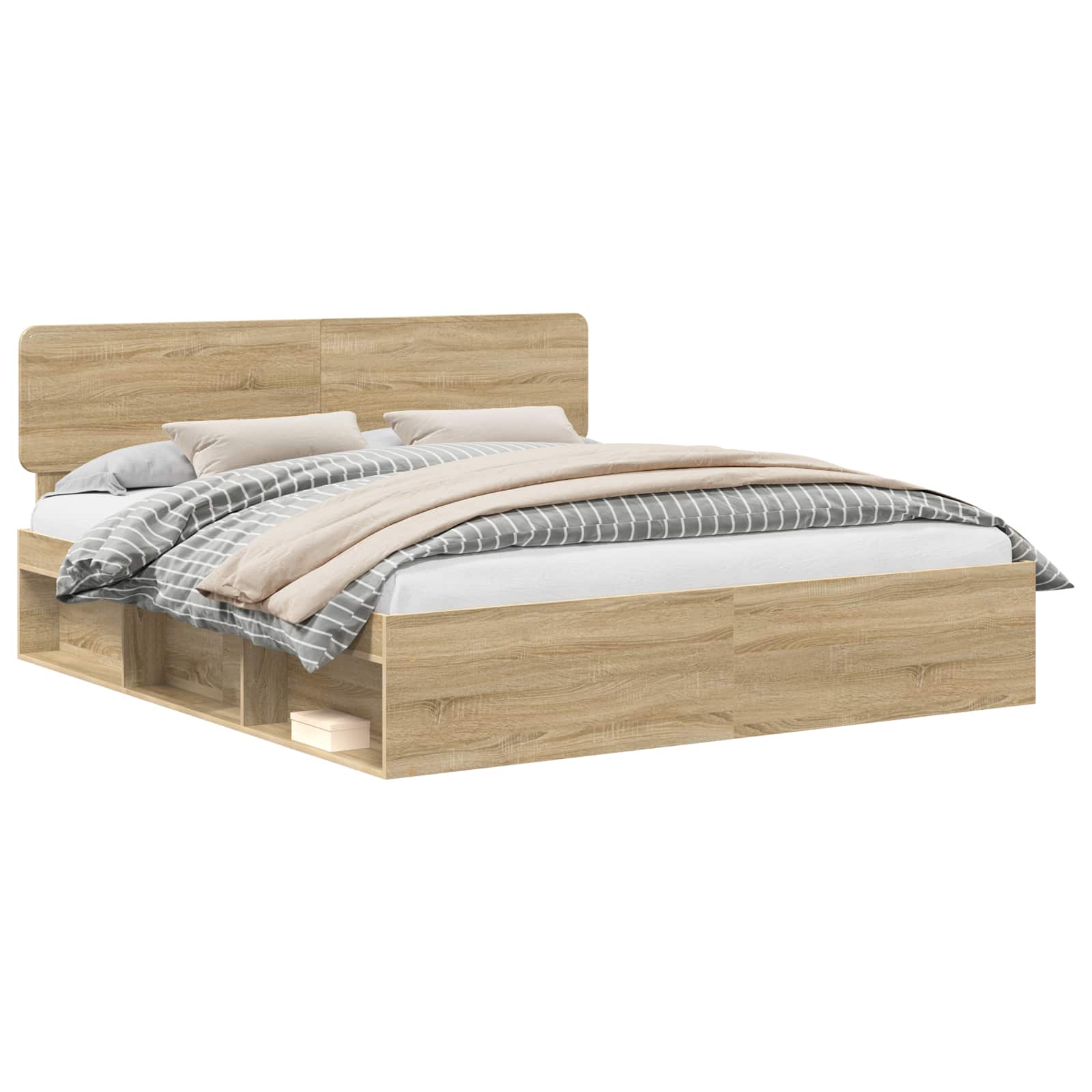 Bedframe met hoofdeinde Sonoma 200 x 200 cm Massief grenenhout is nu te koop bij PeponiXL, paradijselijk wonen!