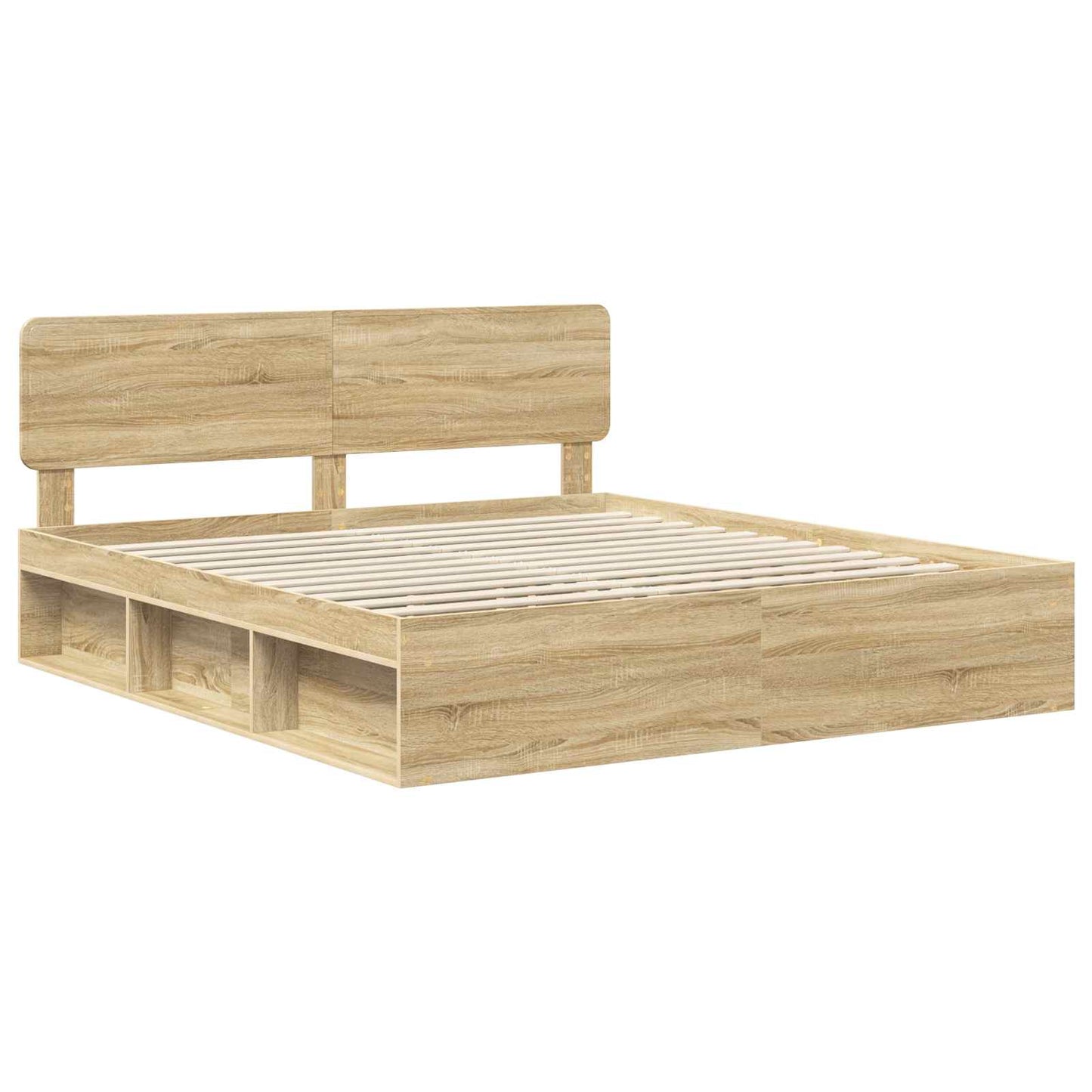 Bedframe met hoofdeinde Sonoma 200 x 200 cm Massief grenenhout is nu te koop bij PeponiXL, paradijselijk wonen!