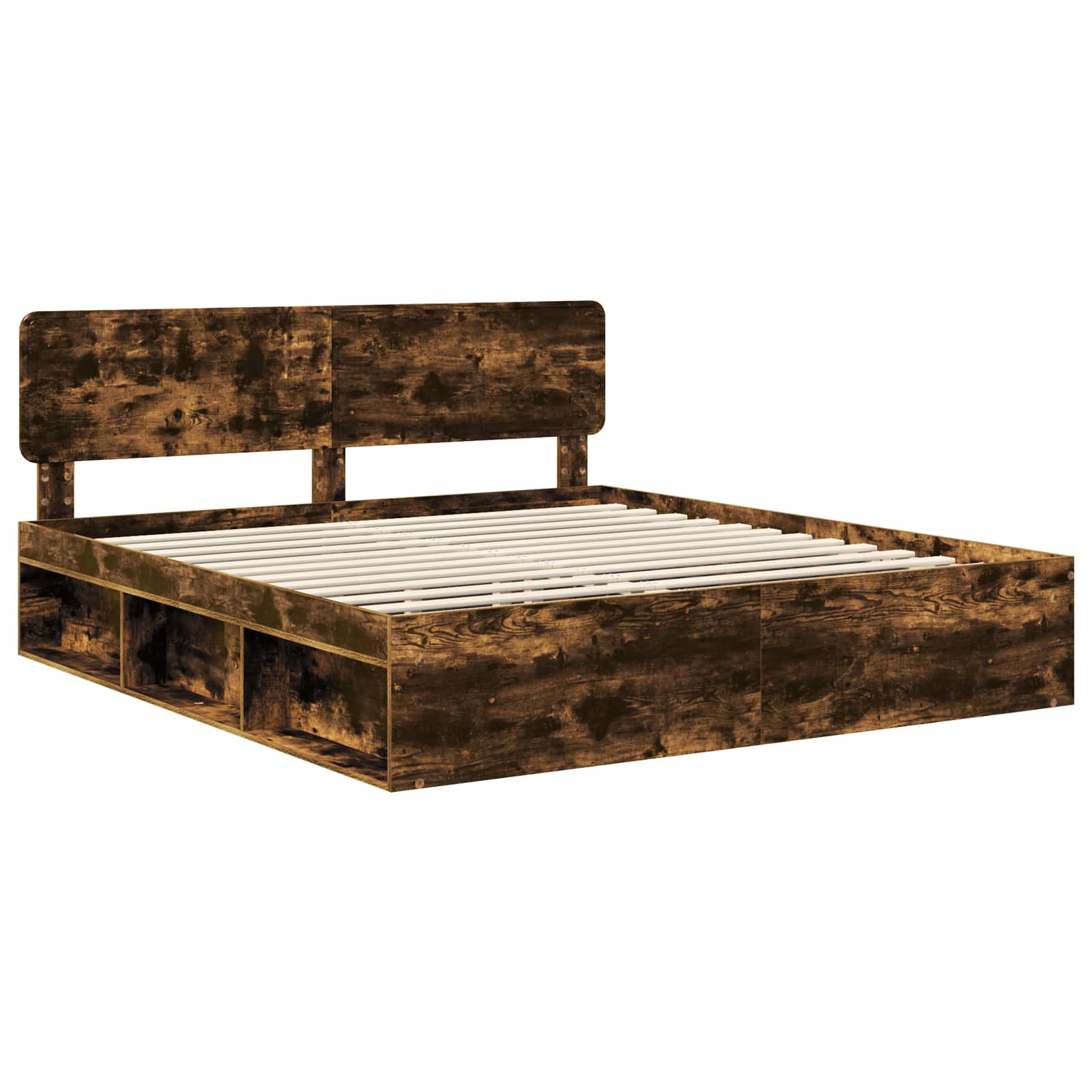 Bedframe Gerookt eiken 200 x 200 cm Massief grenenhout is nu te koop bij PeponiXL, paradijselijk wonen!