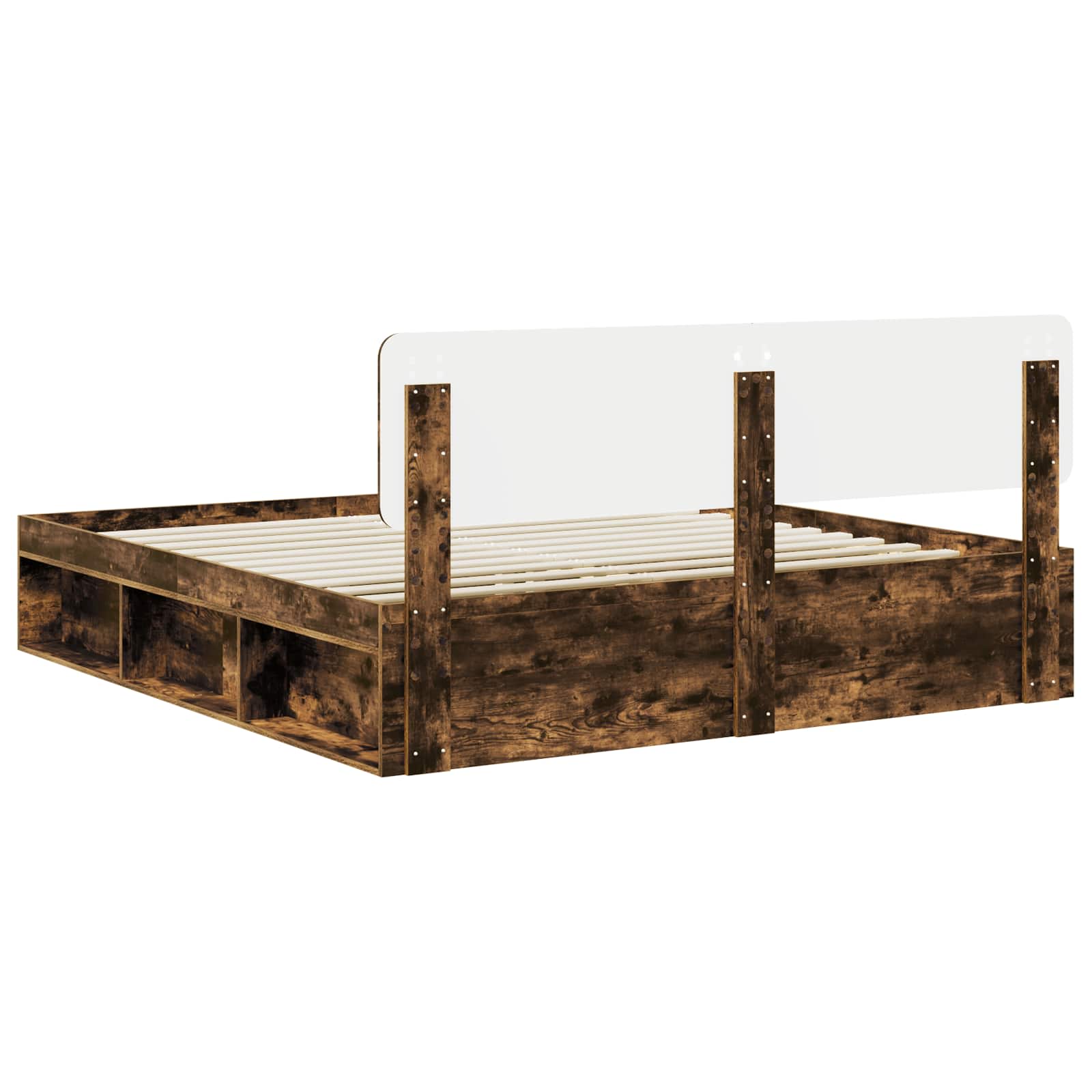 Bedframe Gerookt eiken 200 x 200 cm Massief grenenhout is nu te koop bij PeponiXL, paradijselijk wonen!