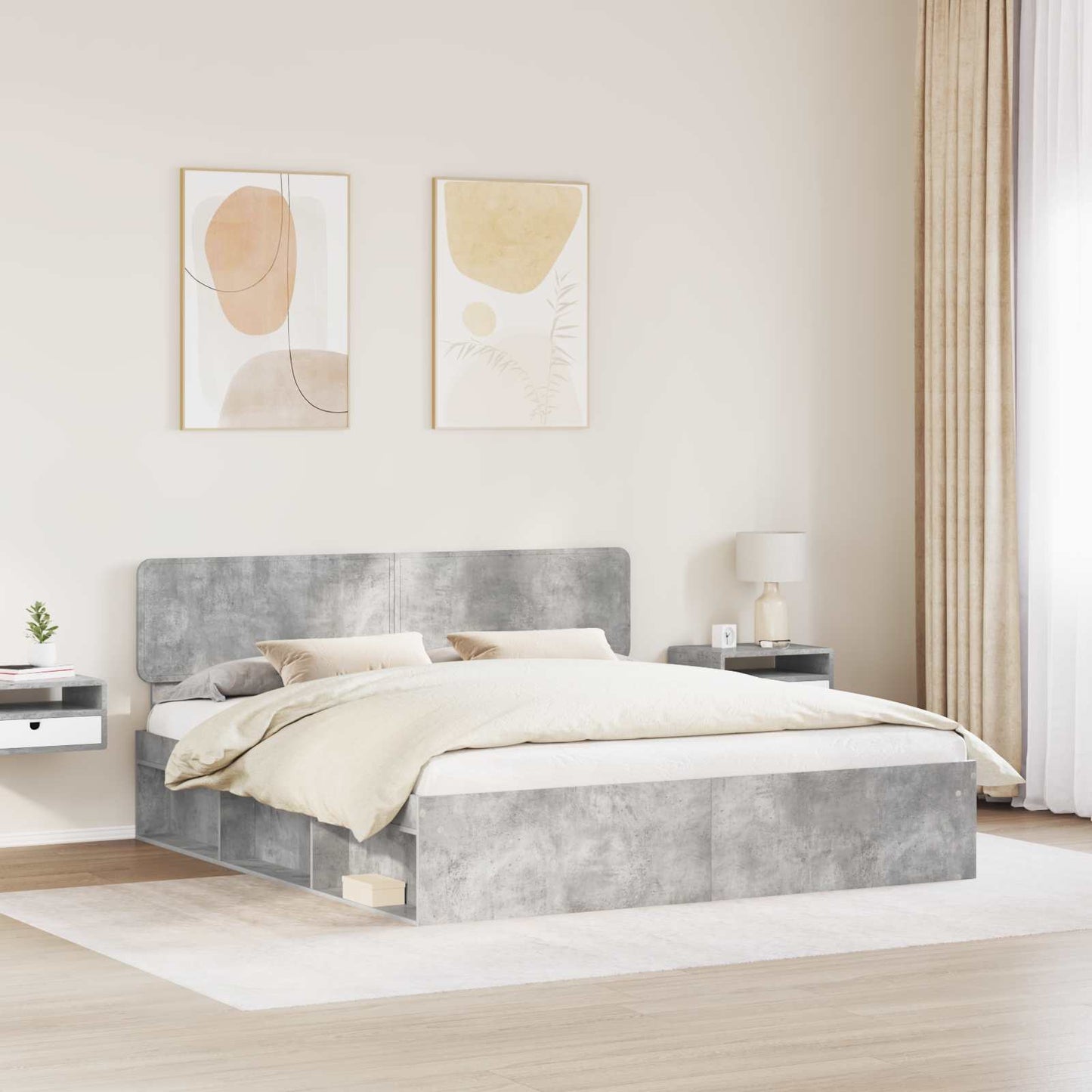 Bedframe met hoofdeinde Beton 180 x 200 cm Massief grenenhout is nu te koop bij PeponiXL, paradijselijk wonen!