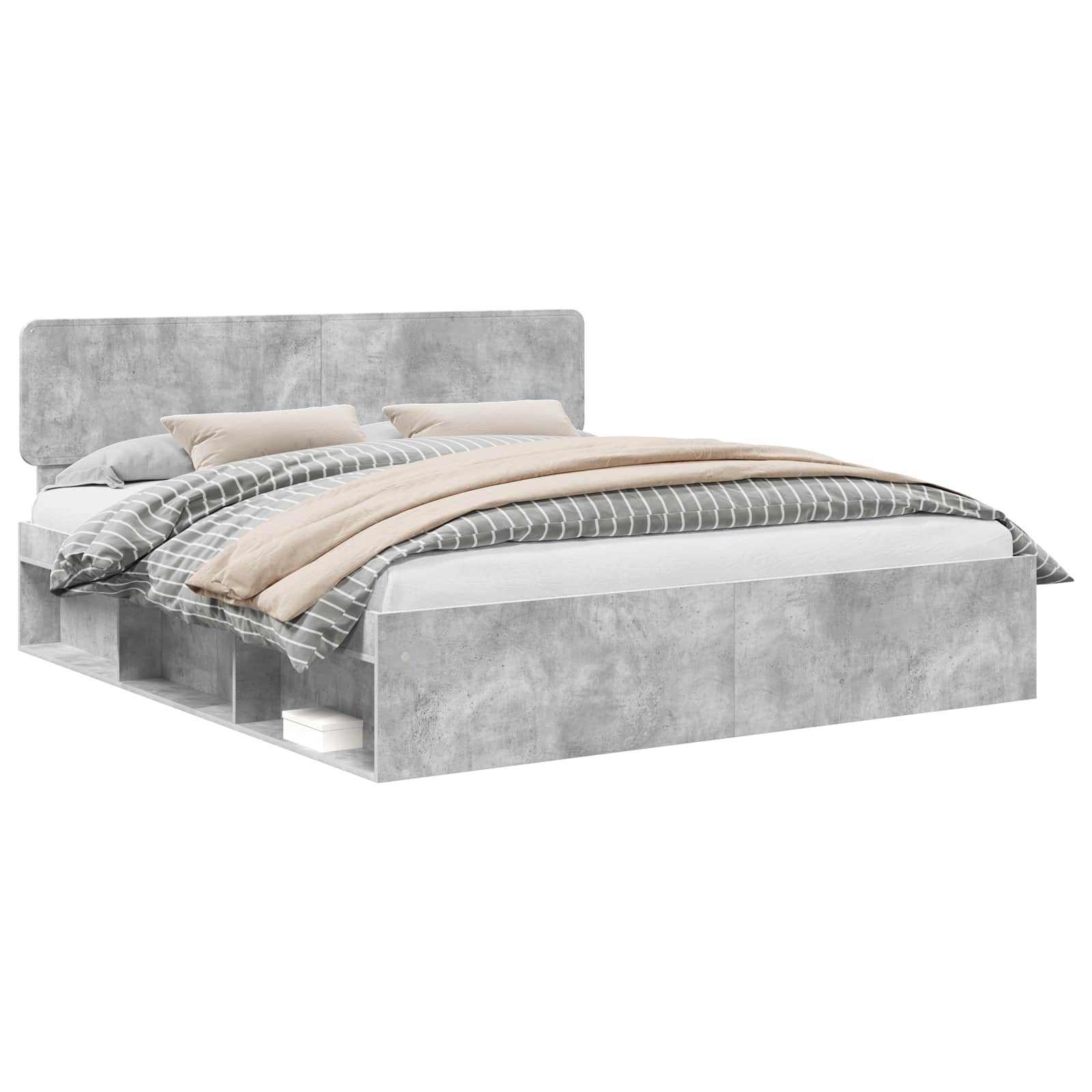 Bedframe met hoofdeinde Beton 180 x 200 cm Massief grenenhout is nu te koop bij PeponiXL, paradijselijk wonen!