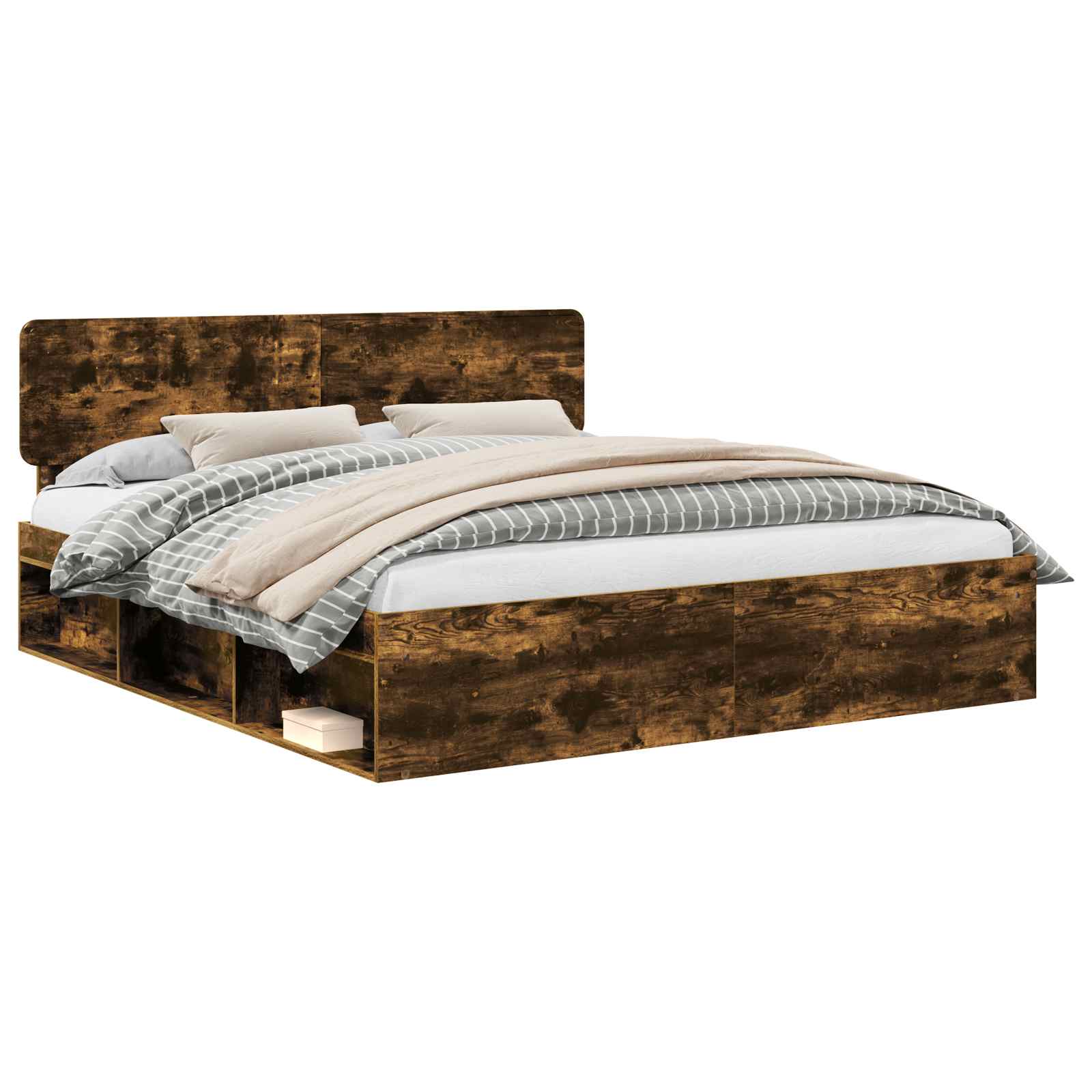 Bedframe Gerookt eiken 180 x 200 cm Massief grenenhout is nu te koop bij PeponiXL, paradijselijk wonen!