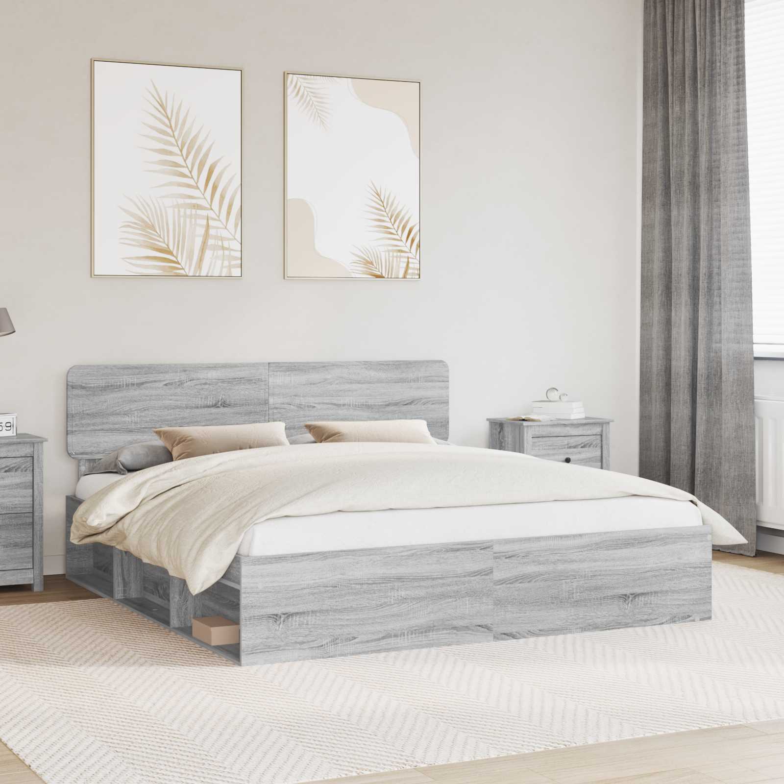 Bedframe Grijs Sonoma 180 x 200 cm Massief grenenhout is nu te koop bij PeponiXL, paradijselijk wonen!