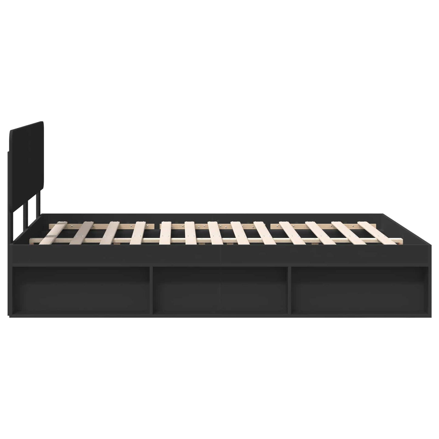 Bedframe met hoofdeinde Zwart 150 x 200 cm Massief grenenhout is nu te koop bij PeponiXL, paradijselijk wonen!