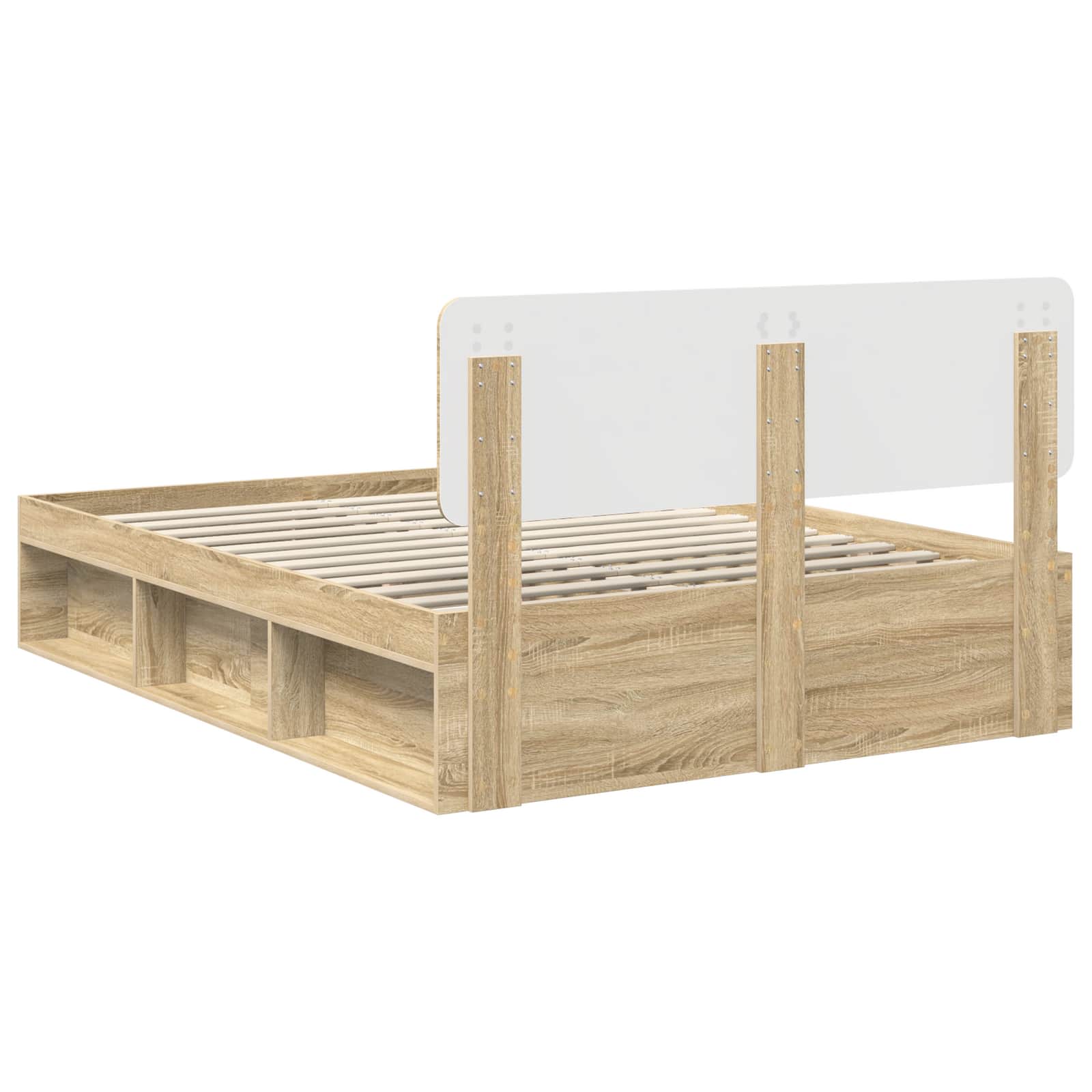 Bedframe Sonoma Eiken 150 x 200 cm Massief grenenhout is nu te koop bij PeponiXL, paradijselijk wonen!