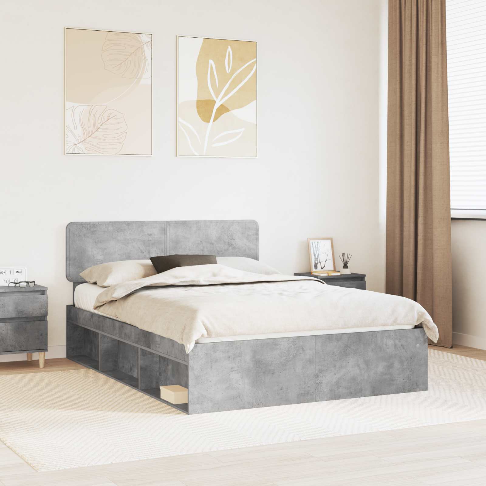 Bedframe Concerte Grijs 150 x 200 cm Massief grenenhout is nu te koop bij PeponiXL, paradijselijk wonen!