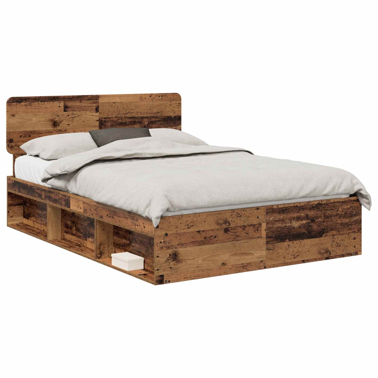 Bedframe met hoofdeinde Oudhout 150 x 200 cm Massief grenenhout is nu te koop bij PeponiXL, paradijselijk wonen!