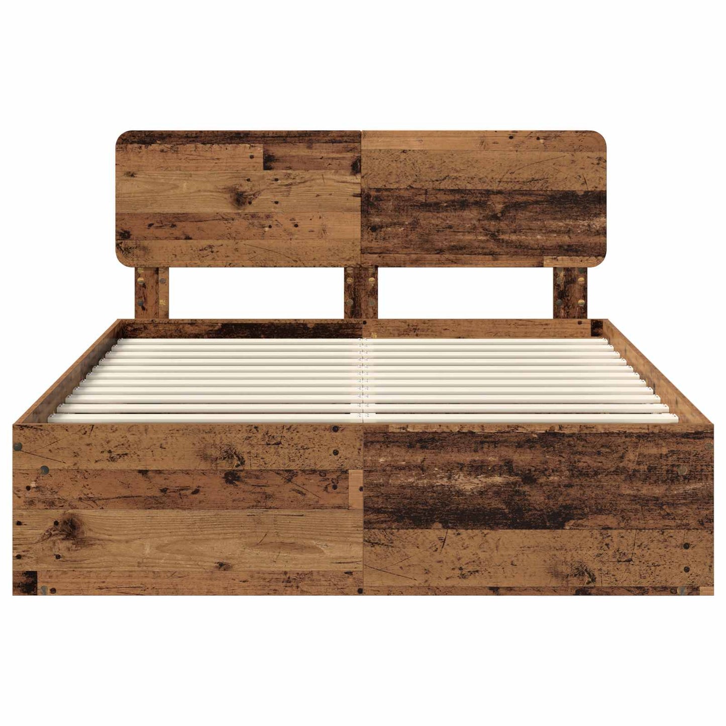 Bedframe met hoofdeinde Oudhout 150 x 200 cm Massief grenenhout is nu te koop bij PeponiXL, paradijselijk wonen!