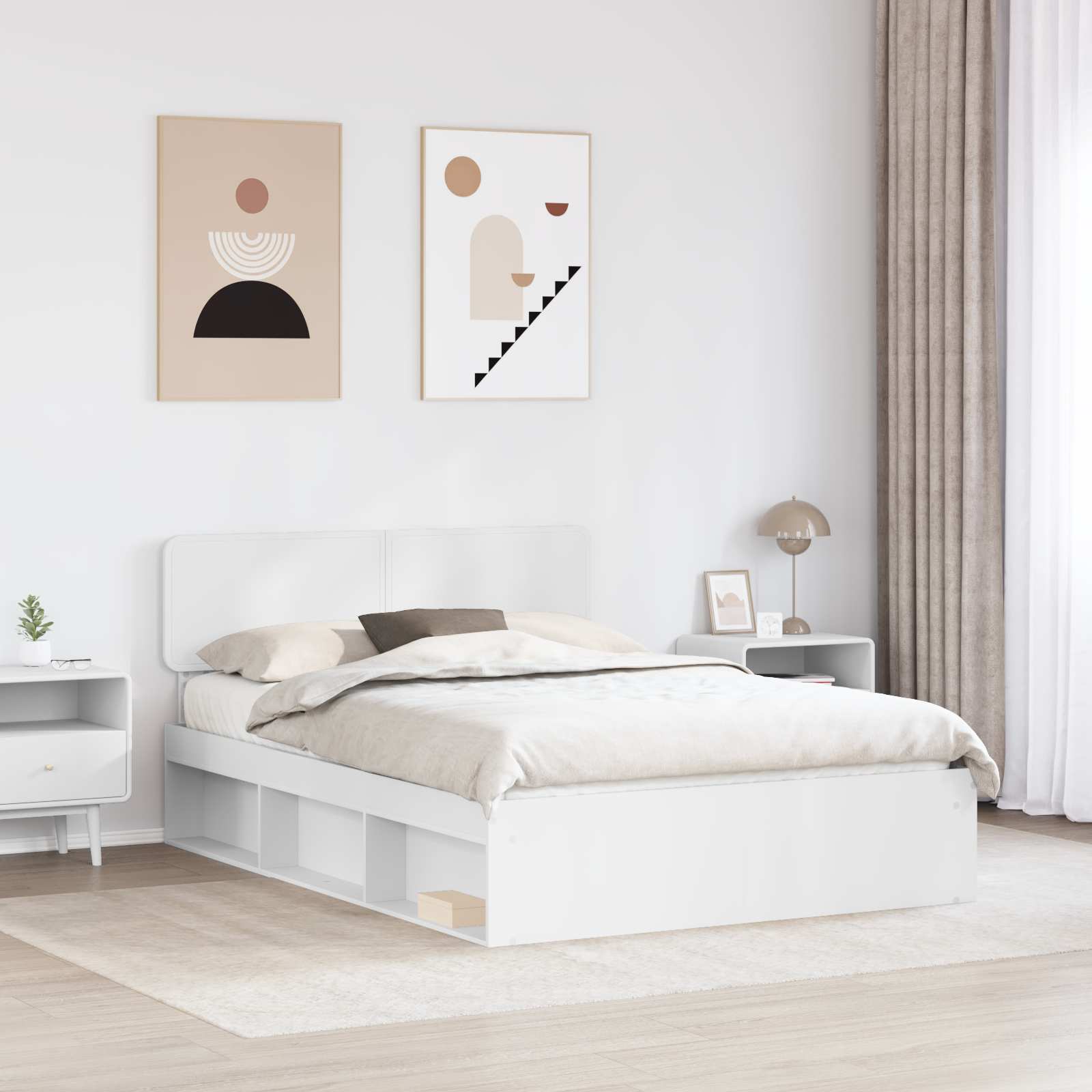Bedframe met hoofdeinde Wit 140 x 200 cm Massief grenenhout is nu te koop bij PeponiXL, paradijselijk wonen!