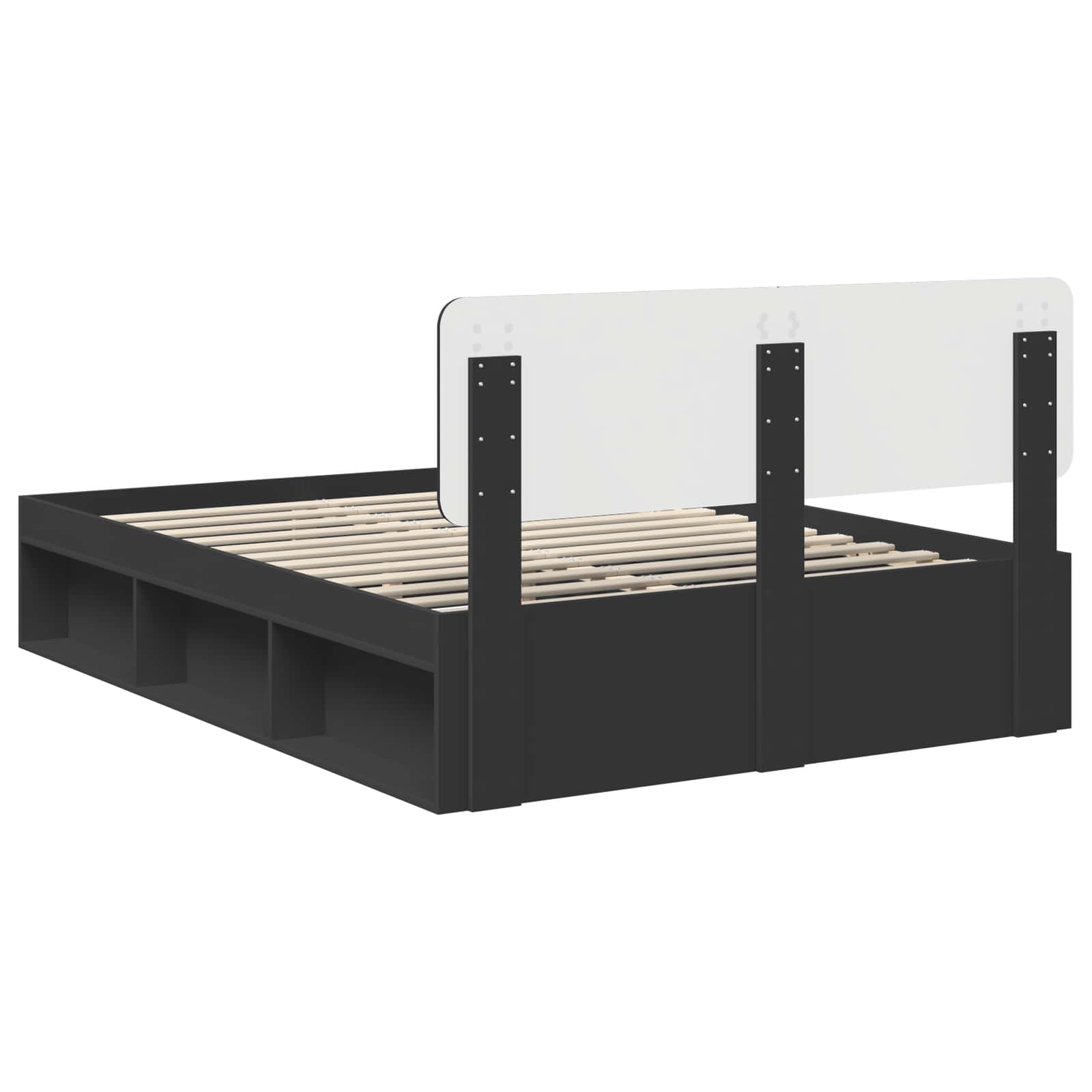 Bedframe met hoofdeinde Zwart 140 x 200 cm Massief grenenhout is nu te koop bij PeponiXL, paradijselijk wonen!