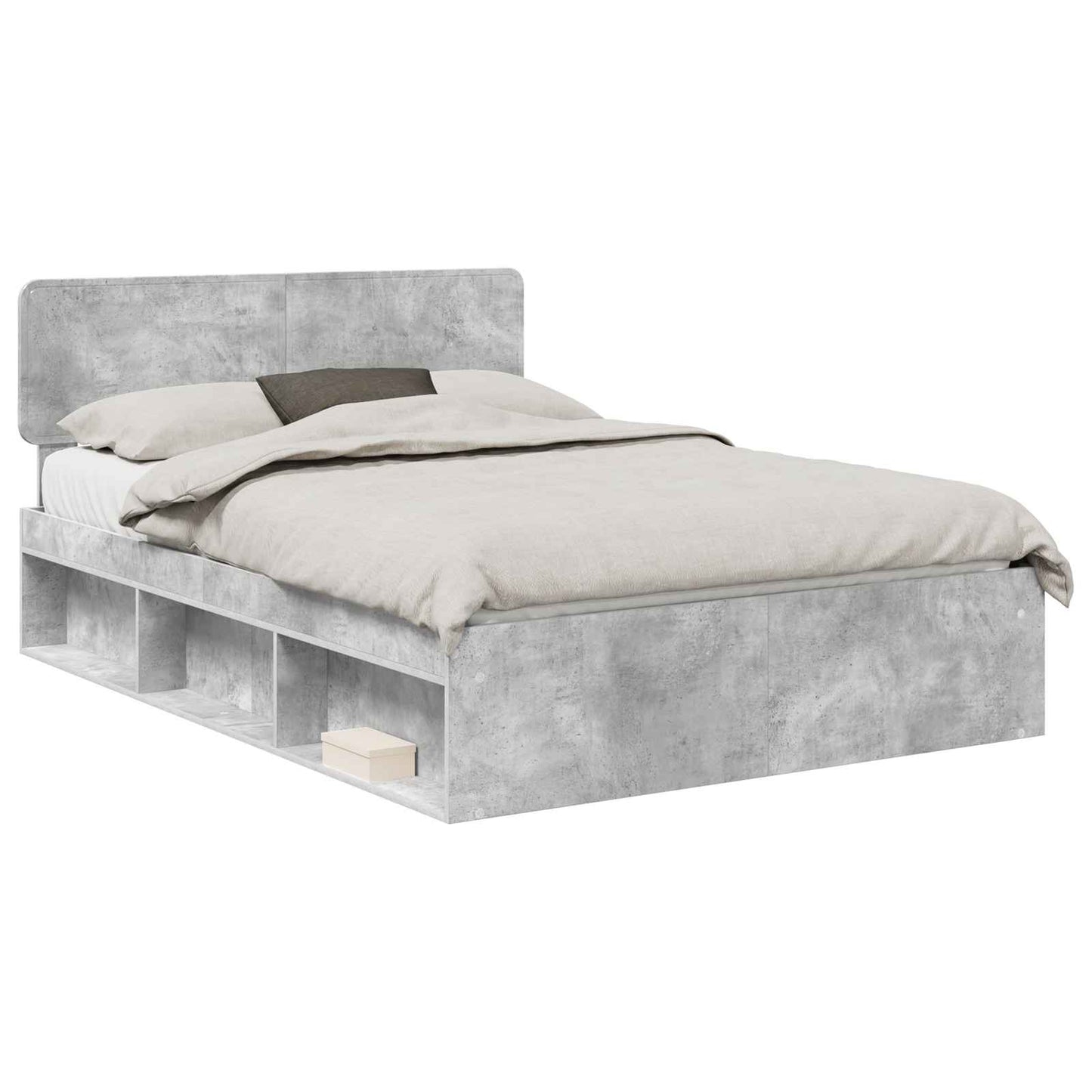 Bedframe met hoofdeinde Beton 140 x 200 cm Massief grenenhout is nu te koop bij PeponiXL, paradijselijk wonen!