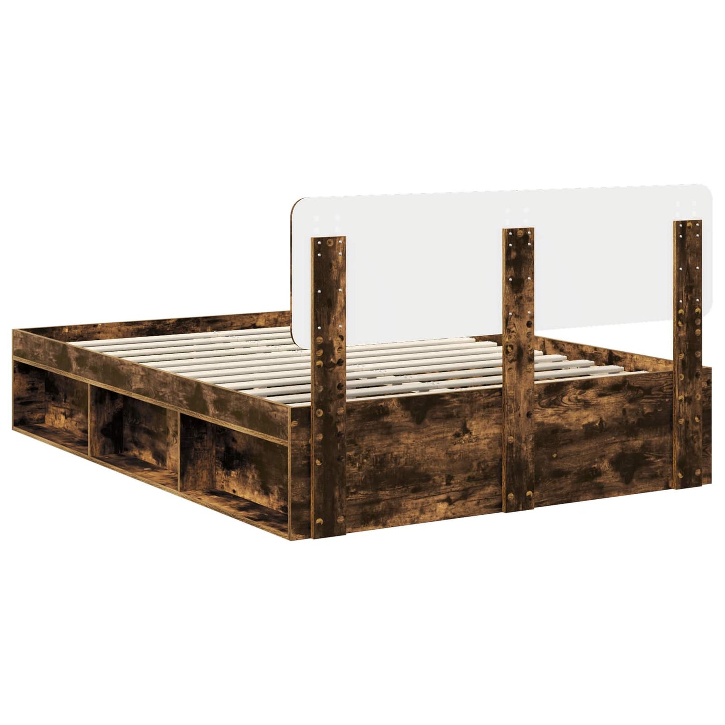 Bedframe Gerookt eiken 140 x 200 cm Massief grenenhout is nu te koop bij PeponiXL, paradijselijk wonen!