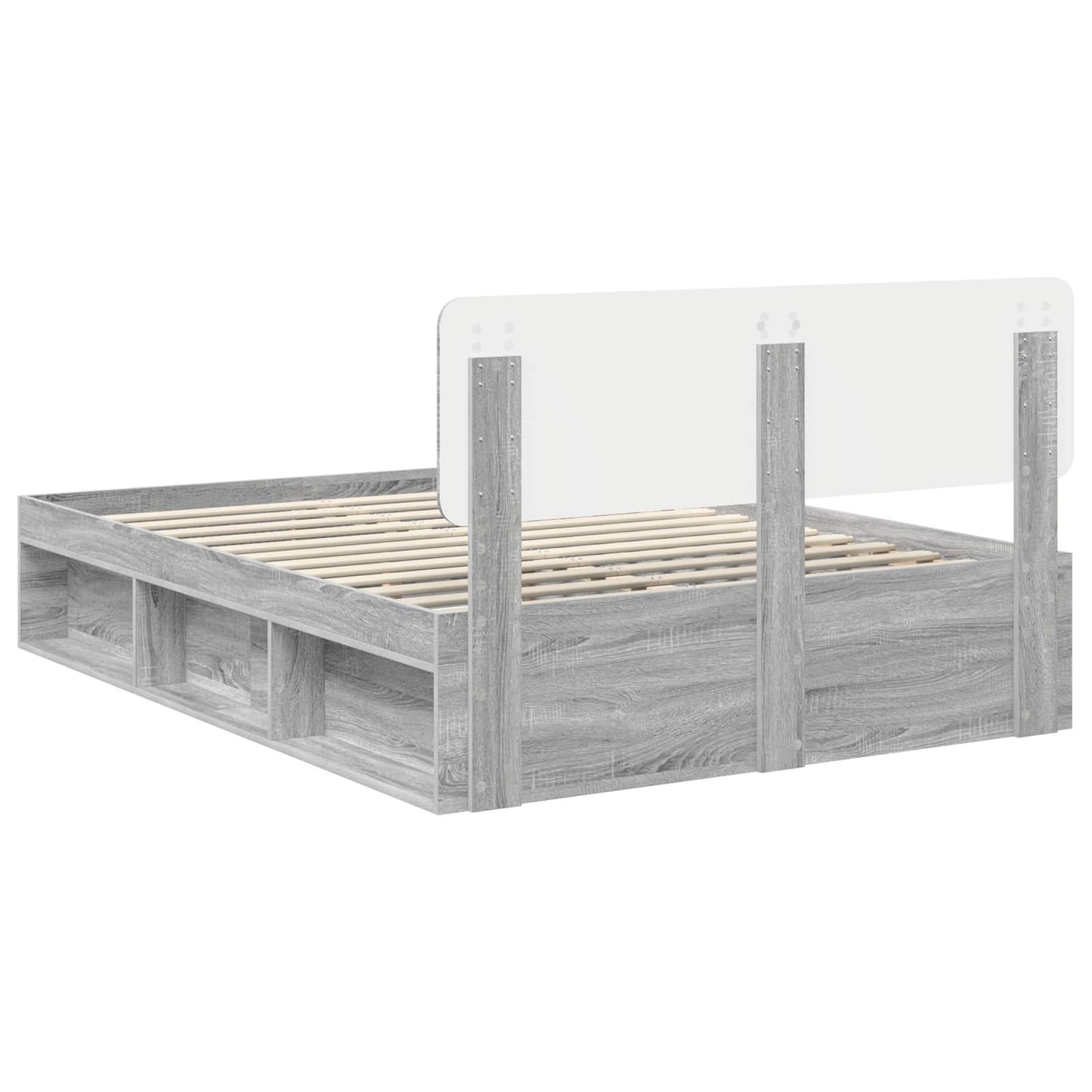 Bedframe Grijs Sonoma 140 x 200 cm Massief grenenhout is nu te koop bij PeponiXL, paradijselijk wonen!