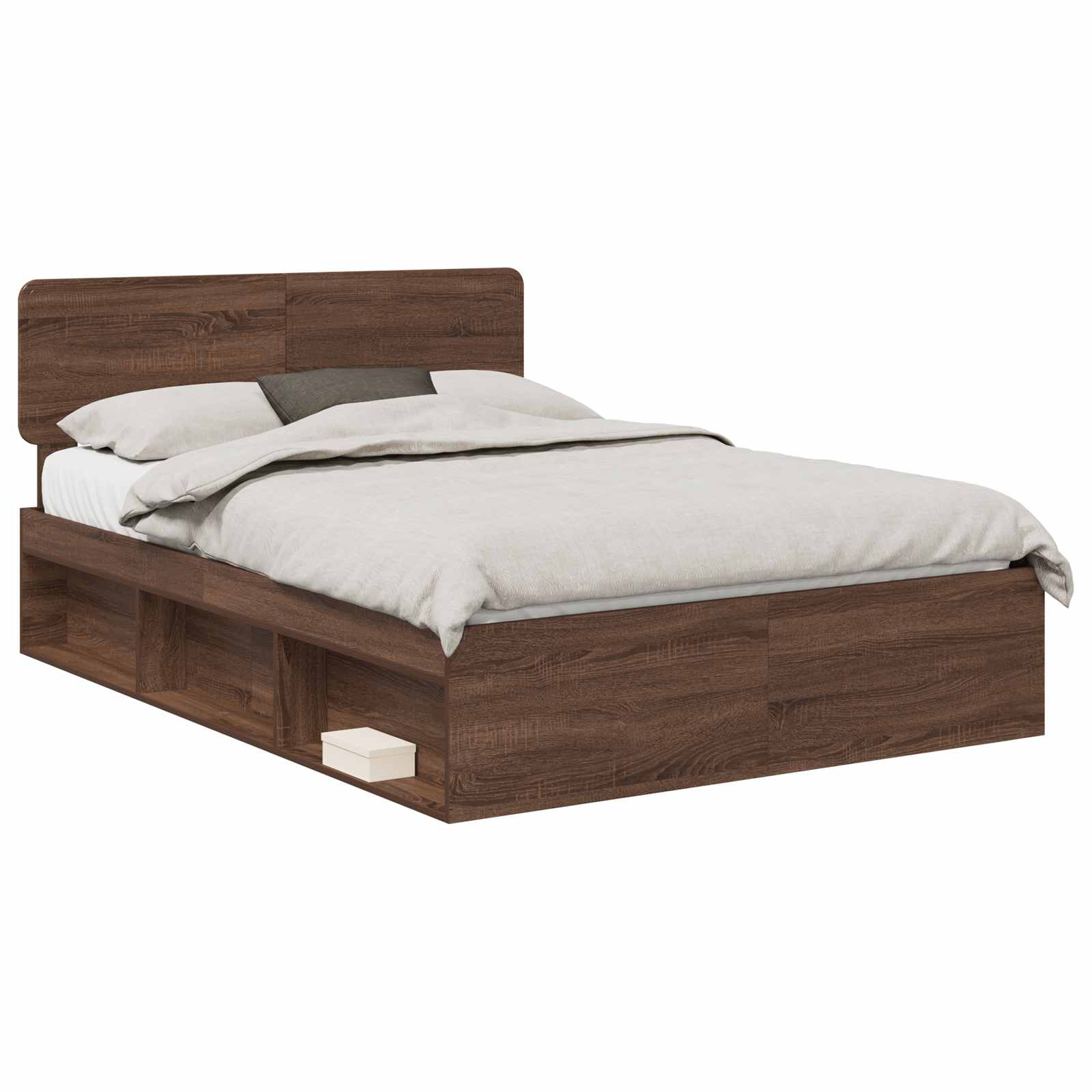 Bedframe Bruin Eiken 140 x 200 cm Massief grenenhout is nu te koop bij PeponiXL, paradijselijk wonen!