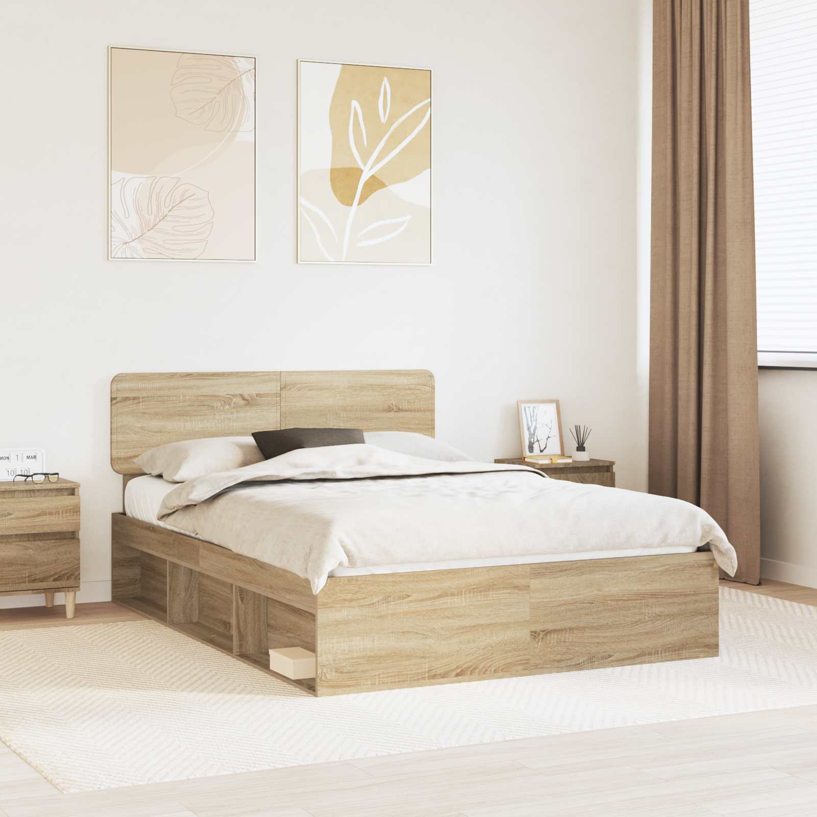 Bedframe met hoofdeinde Sonoma 140 x 190 cm Massief grenenhout is nu te koop bij PeponiXL, paradijselijk wonen!