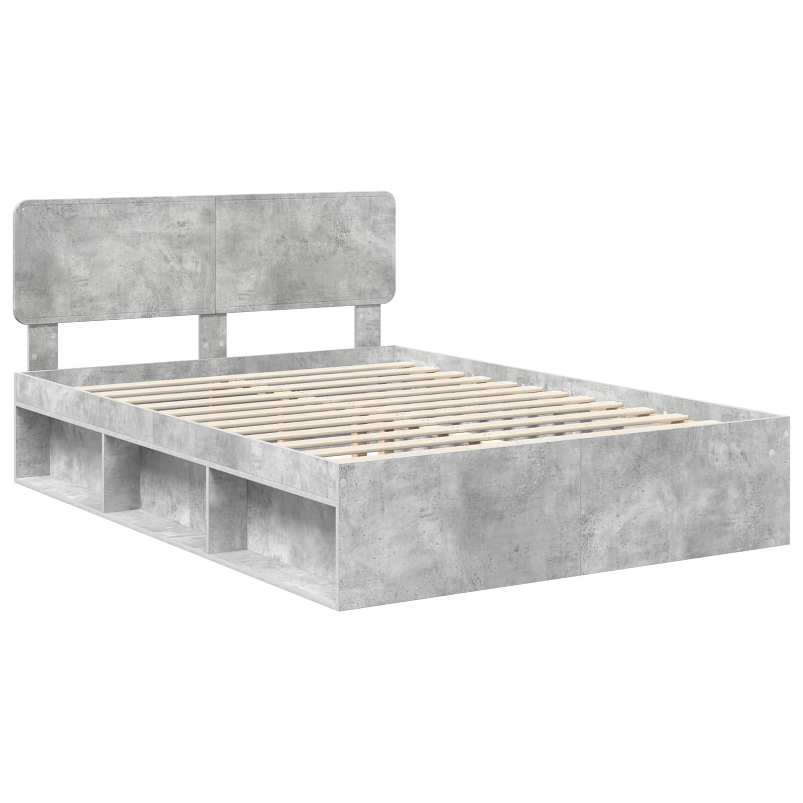 Bedframe met hoofdeinde Beton 140 x 190 cm Massief grenenhout is nu te koop bij PeponiXL, paradijselijk wonen!