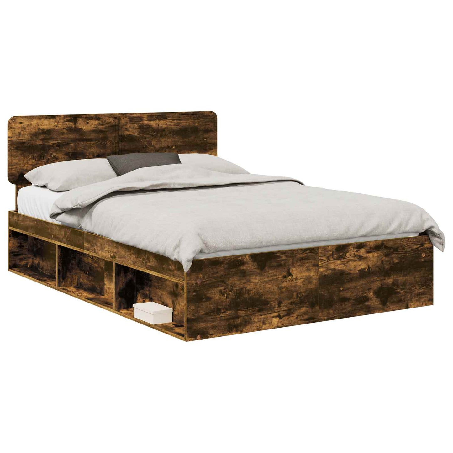 Bedframe Gerookt eiken 140 x 190 cm Massief grenenhout is nu te koop bij PeponiXL, paradijselijk wonen!