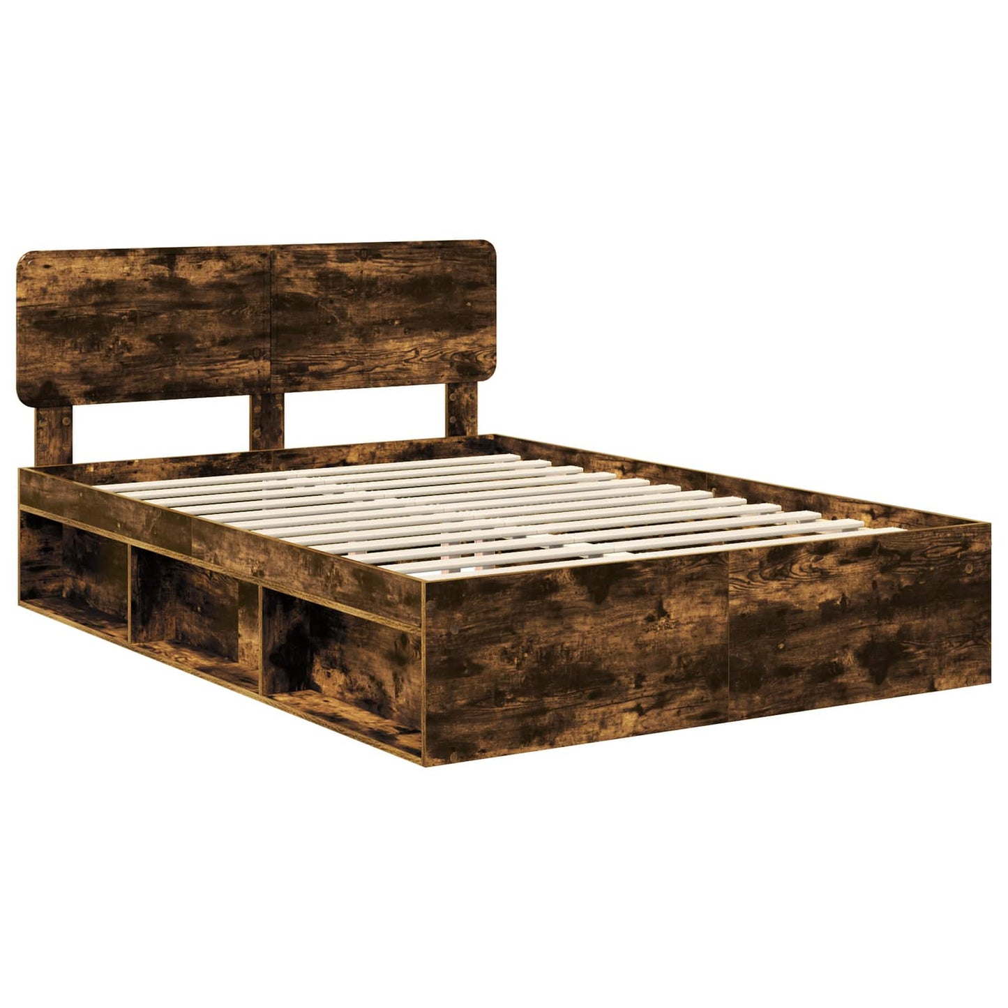 Bedframe Gerookt eiken 140 x 190 cm Massief grenenhout is nu te koop bij PeponiXL, paradijselijk wonen!