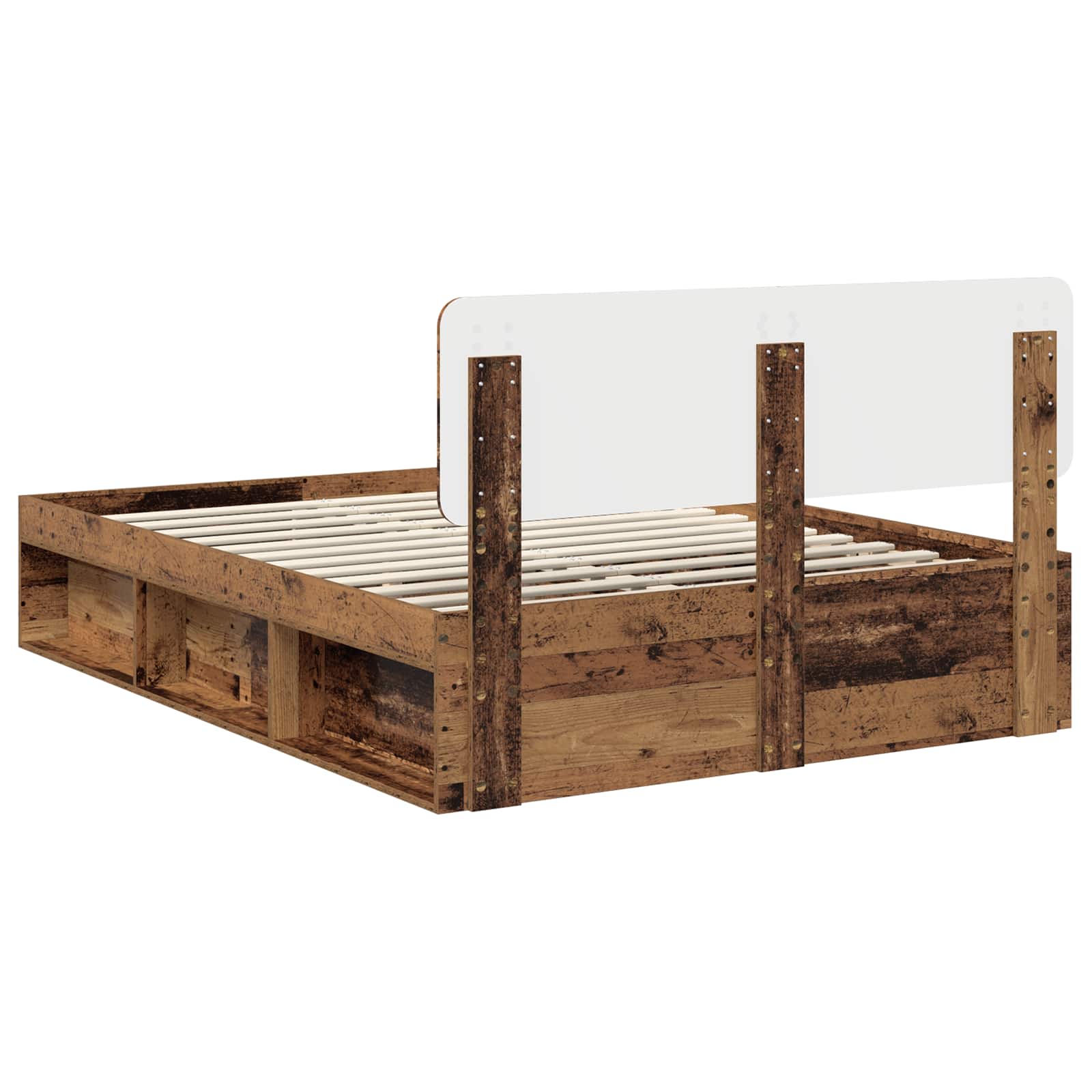 Bedframe met hoofdeinde Oudhout 140 x 190 cm Massief grenenhout is nu te koop bij PeponiXL, paradijselijk wonen!