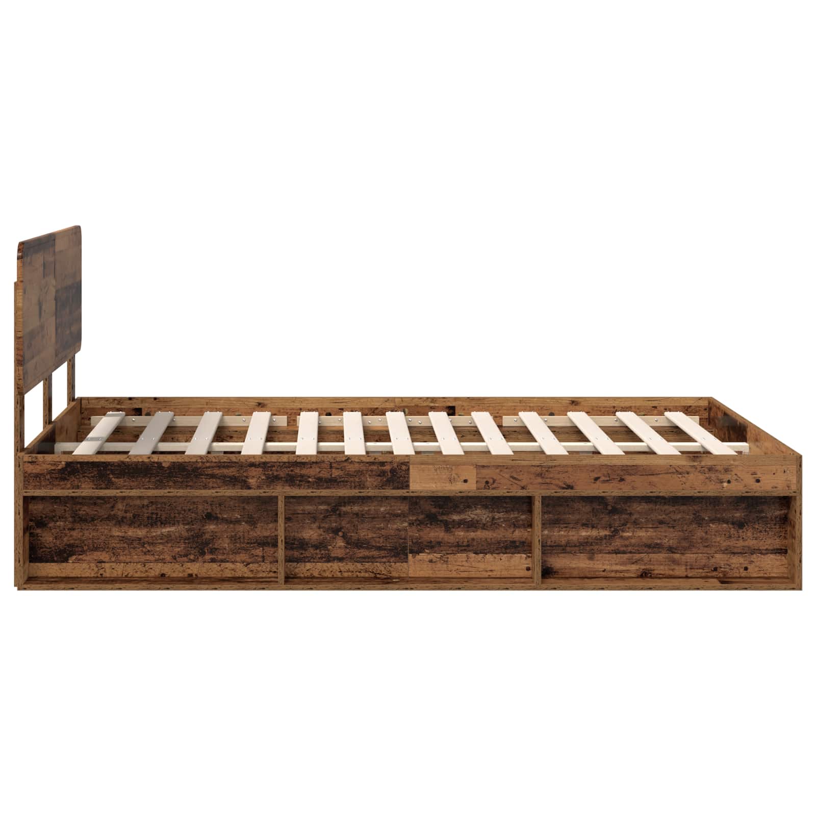 Bedframe met hoofdeinde Oudhout 140 x 190 cm Massief grenenhout is nu te koop bij PeponiXL, paradijselijk wonen!