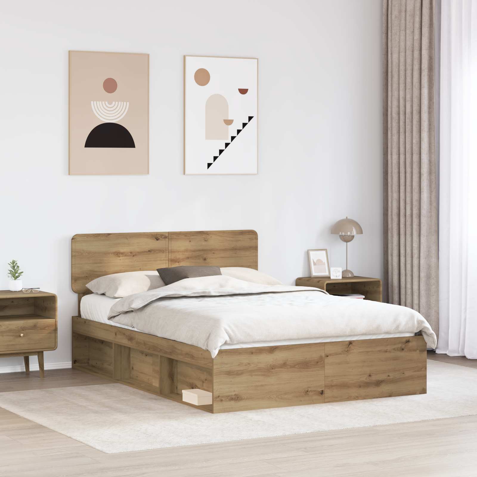 Bedframe Ambachtelijk eiken 140 x 190 cm Massief grenenhout is nu te koop bij PeponiXL, paradijselijk wonen!