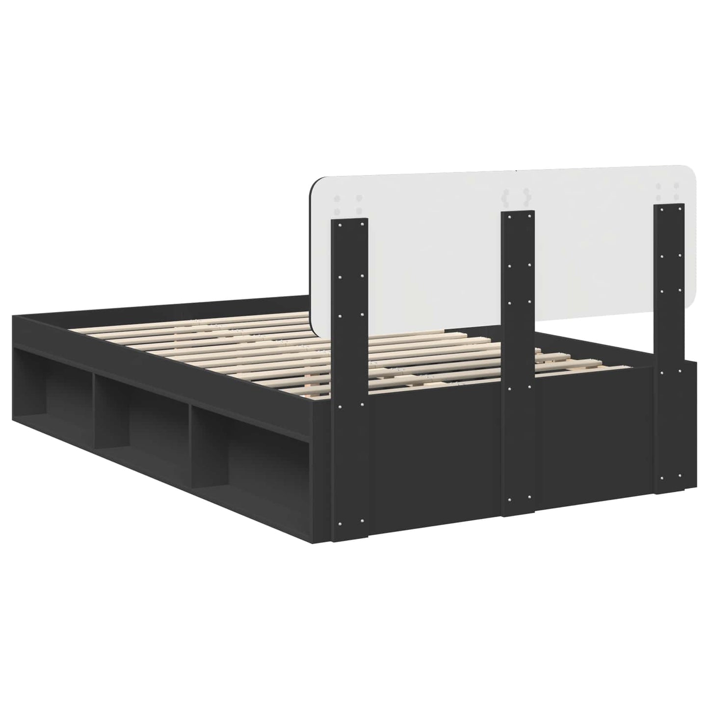Bedframe met hoofdeinde Zwart 135 x 190 cm Massief grenenhout is nu te koop bij PeponiXL, paradijselijk wonen!
