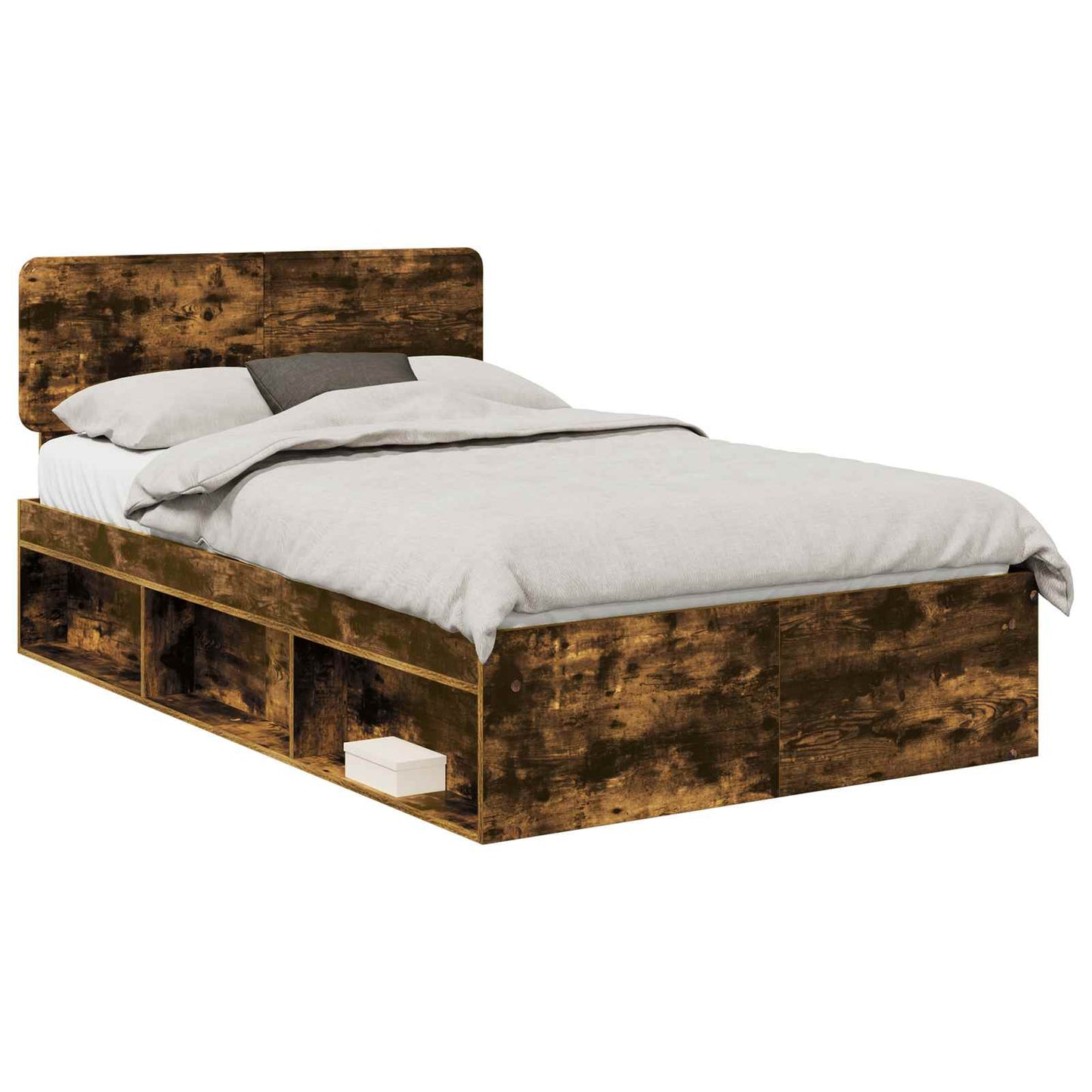 Bedframe Gerookt eiken 135 x 190 cm Massief grenenhout is nu te koop bij PeponiXL, paradijselijk wonen!