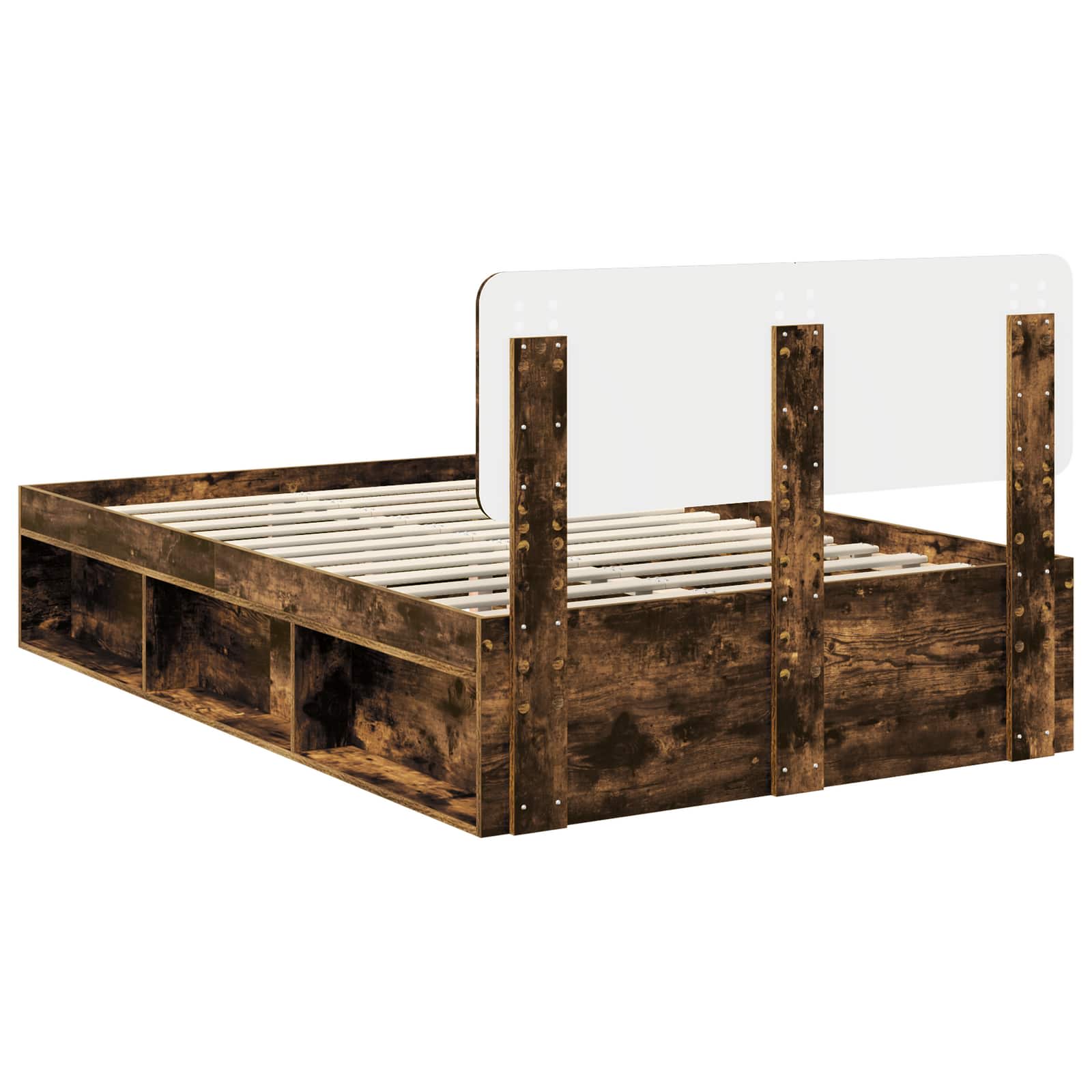 Bedframe Gerookt eiken 135 x 190 cm Massief grenenhout is nu te koop bij PeponiXL, paradijselijk wonen!