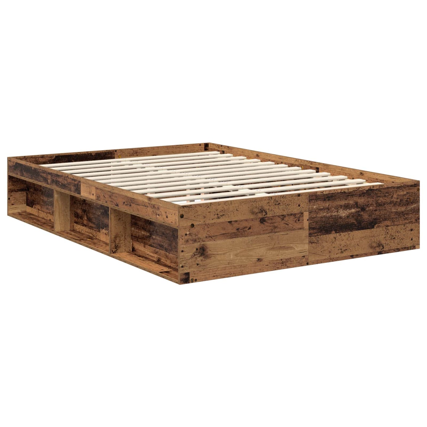 Bedframe met hoofdeinde Oudhout 135 x 190 cm Massief grenenhout is nu te koop bij PeponiXL, paradijselijk wonen!