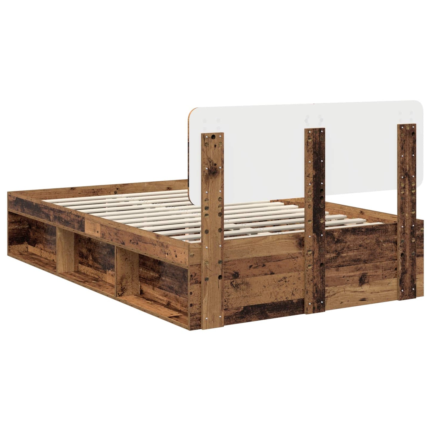Bedframe met hoofdeinde Oudhout 135 x 190 cm Massief grenenhout is nu te koop bij PeponiXL, paradijselijk wonen!